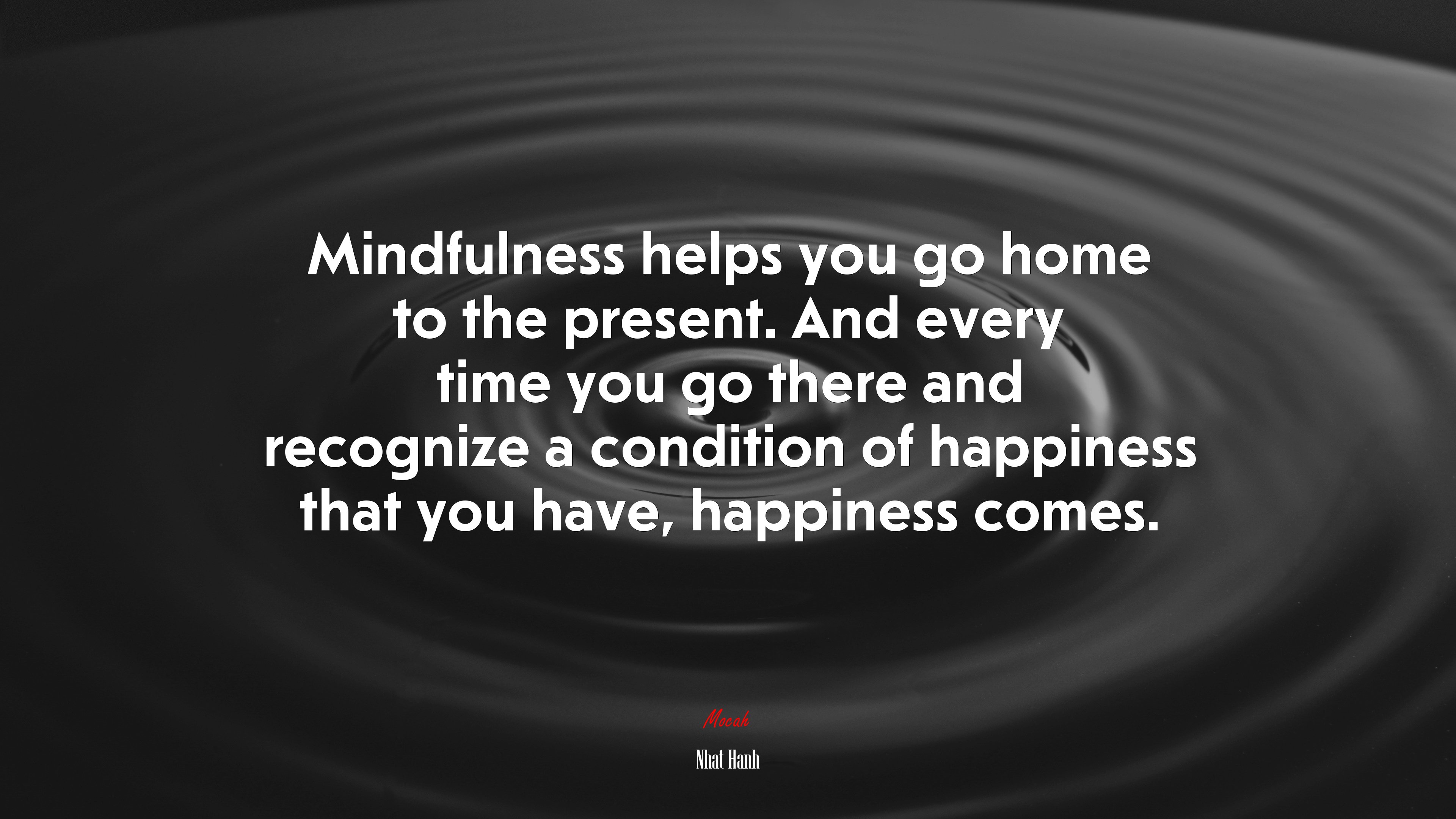 Mindfulness helps you go home to the present. And every time you go there and recognize a condition of happiness that you have, happiness comes. | Nhat Hanh quote HD Wallpaper