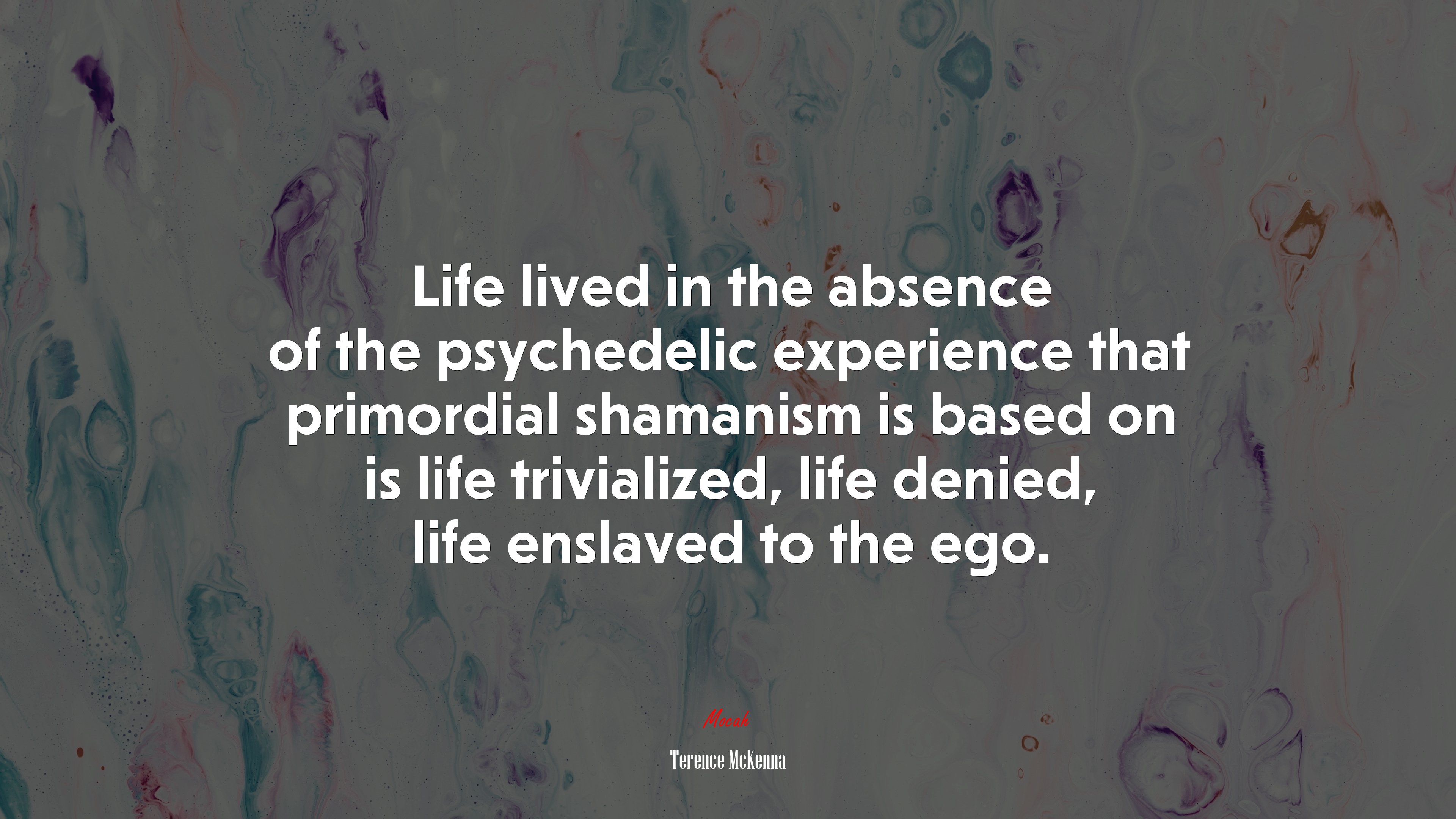 Life lived in the absence of the psychedelic experience that primordial shamanism is based on is life trivialized, life denied, life enslaved to the ego. | Terence McKenna quote HD Wallpaper