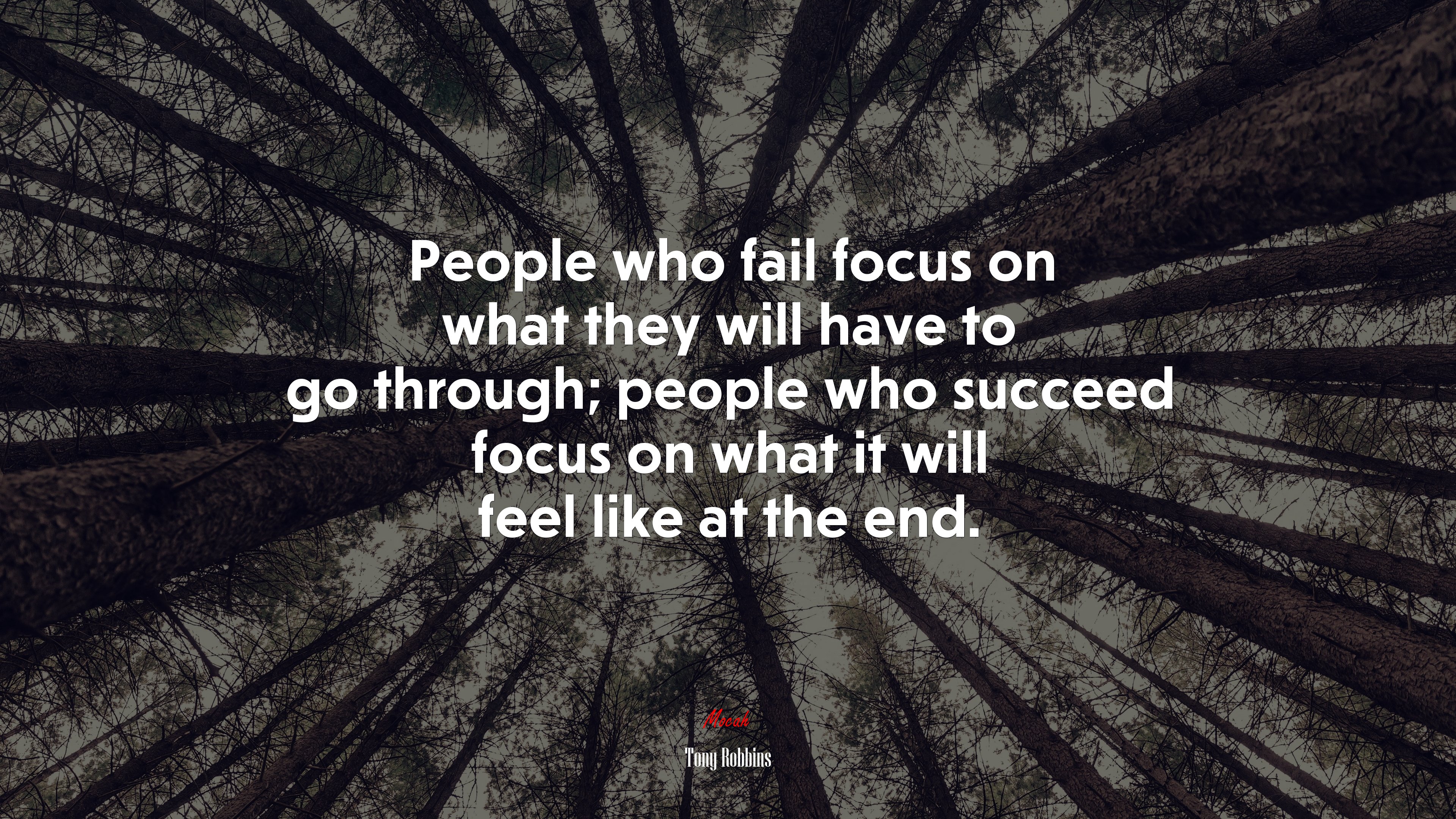 People who fail focus on what they will have to go through; people who succeed focus on what it will feel like at the end. | Tony Robbins quote HD Wallpaper
