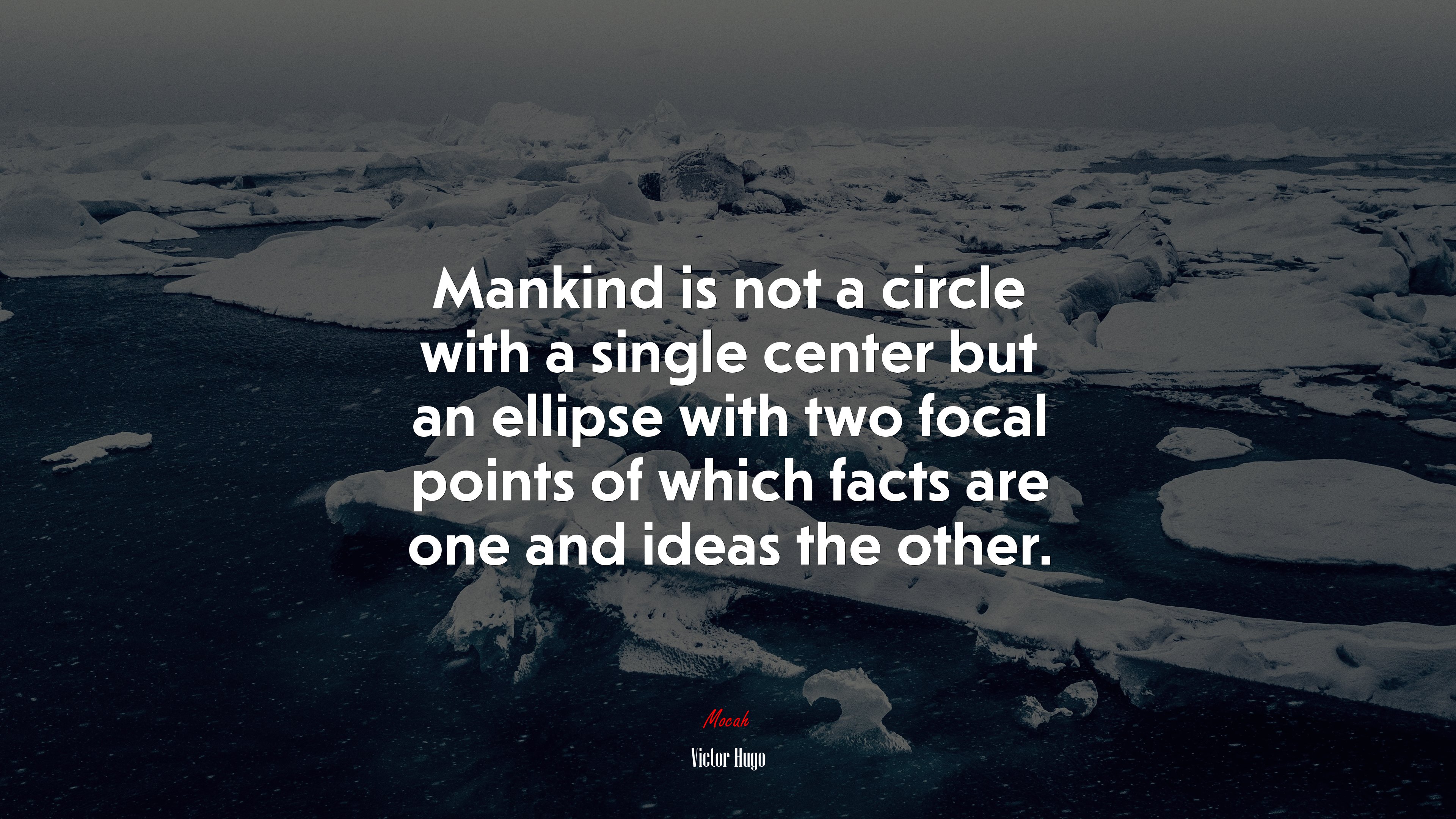 Mankind is not a circle with a single center but an ellipse with two focal points of which facts are one and ideas the other. | Victor Hugo quote HD Wallpaper
