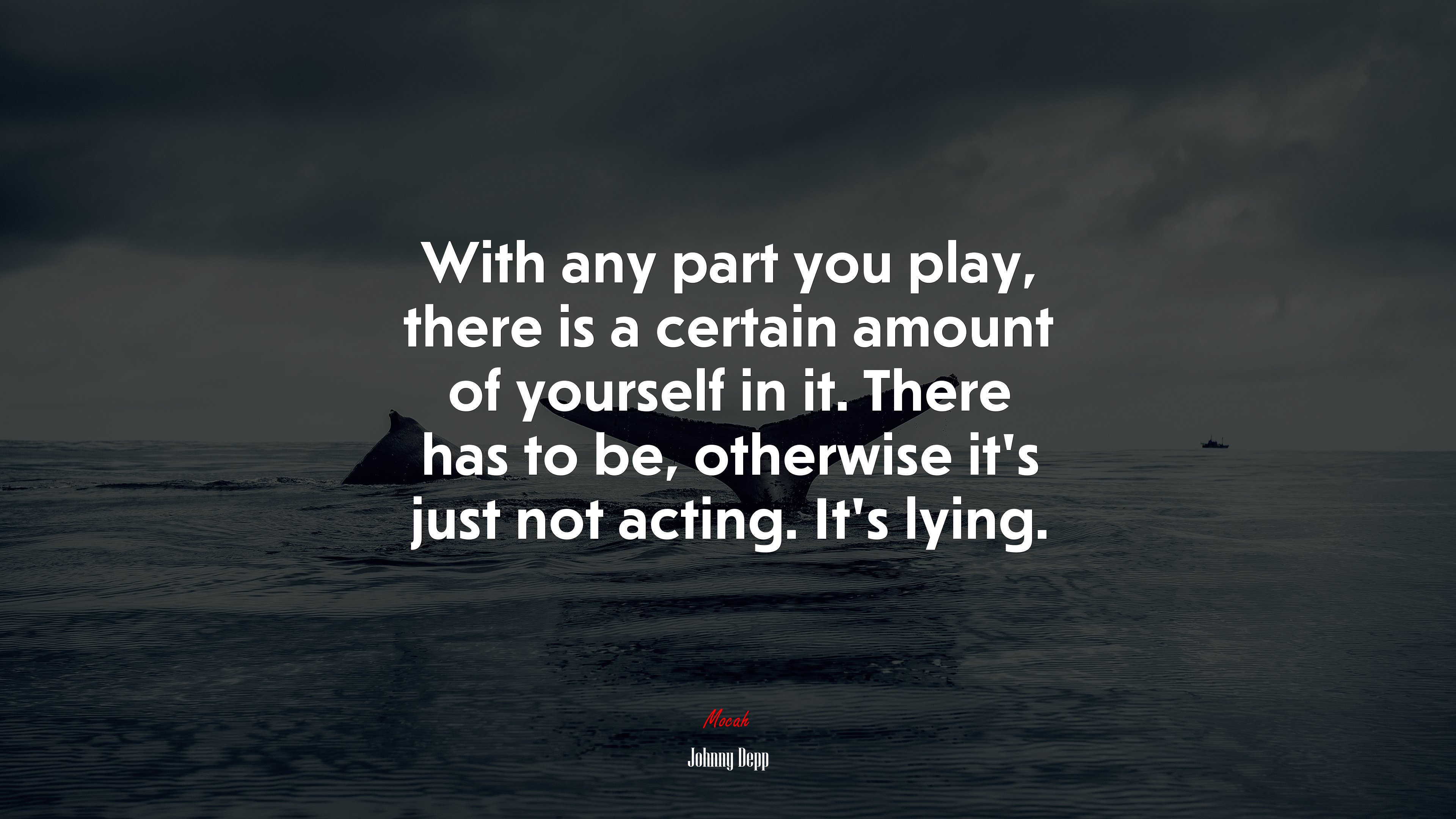 With any part you play, there is a certain amount of yourself in it. There has to be, otherwise it’s just not acting. It’s lying. | Johnny Depp quote HD Wallpaper