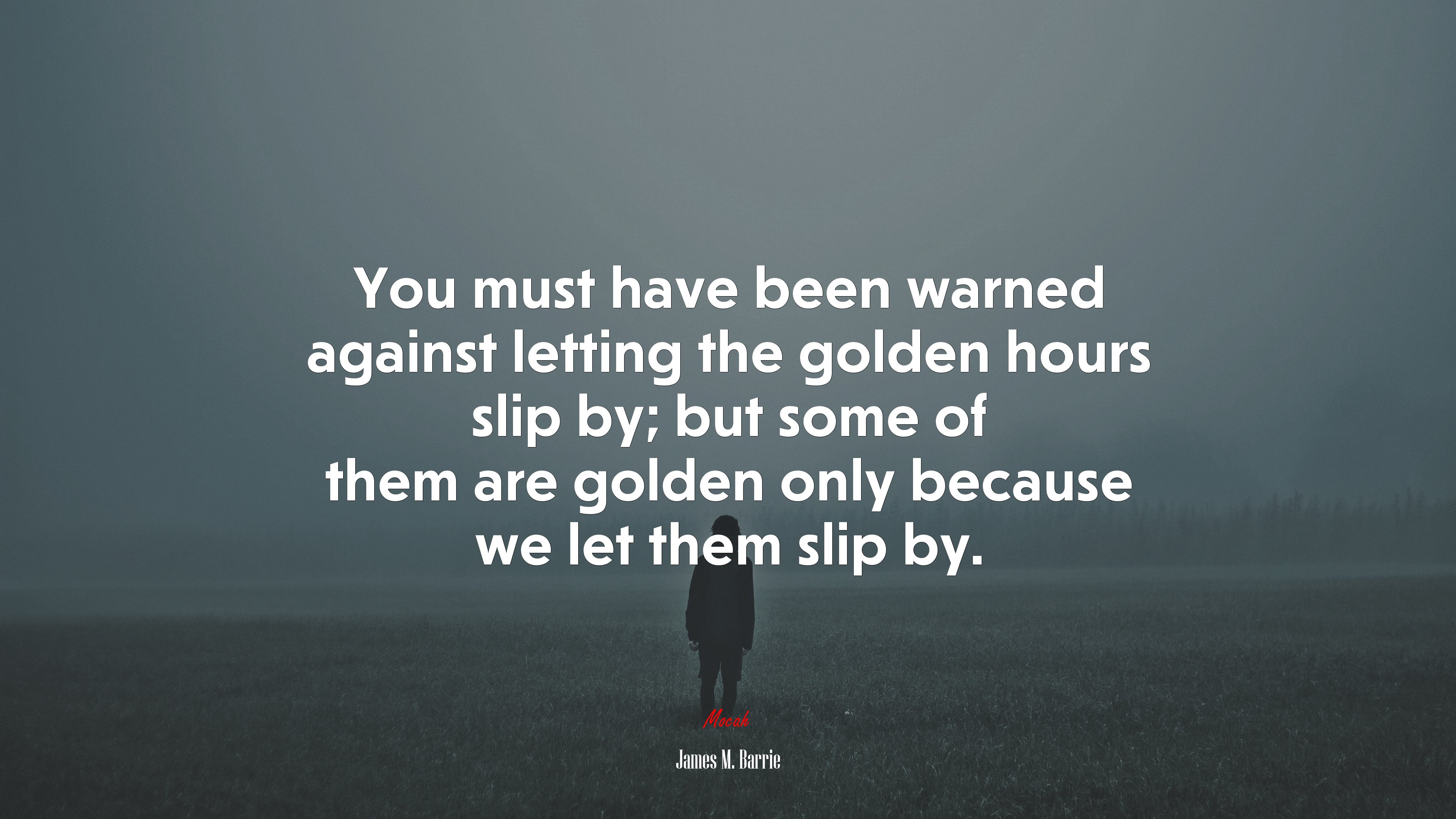 You must have been warned against letting the golden hours slip by; but some of them are golden only because we let them slip by. | James M. Barrie quote HD Wallpaper