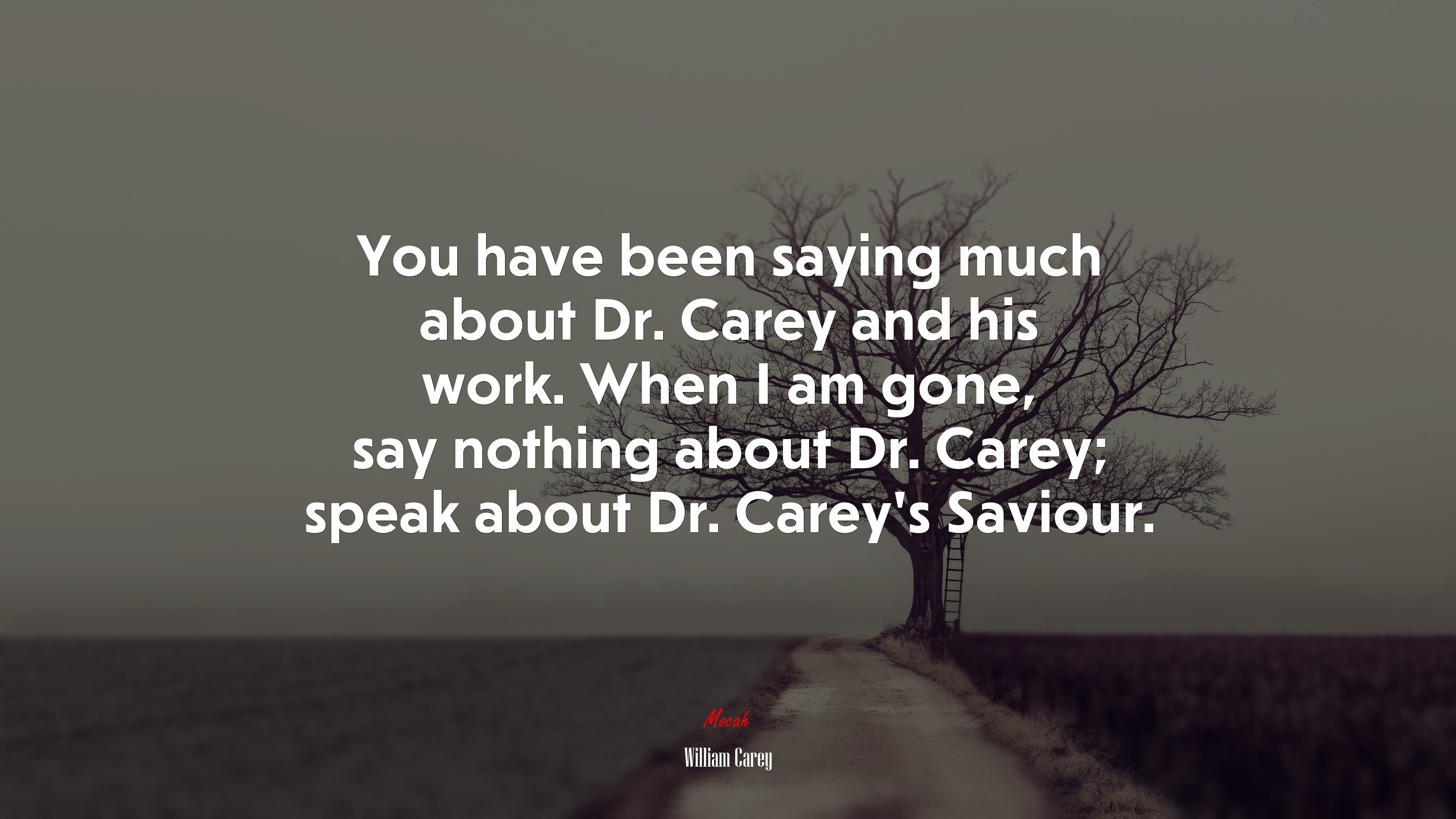 You have been saying much about Dr. Carey and his work. When I am gone, say nothing about Dr. Carey; speak about Dr. Carey’s Saviour. | William Carey quote HD Wallpaper
