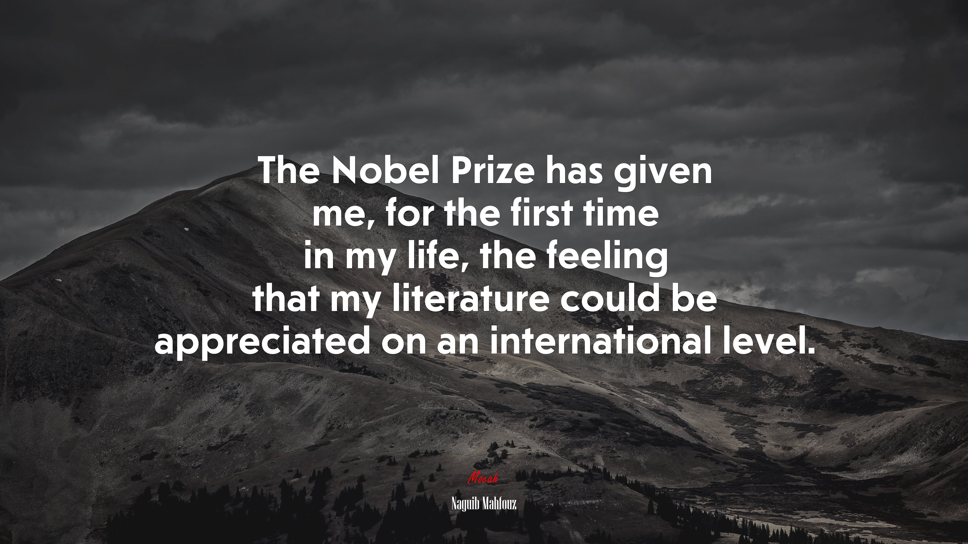 The Nobel Prize has given me, for the first time in my life, the feeling that my literature could be appreciated on an international level. | Naguib Mahfouz quote HD Wallpaper