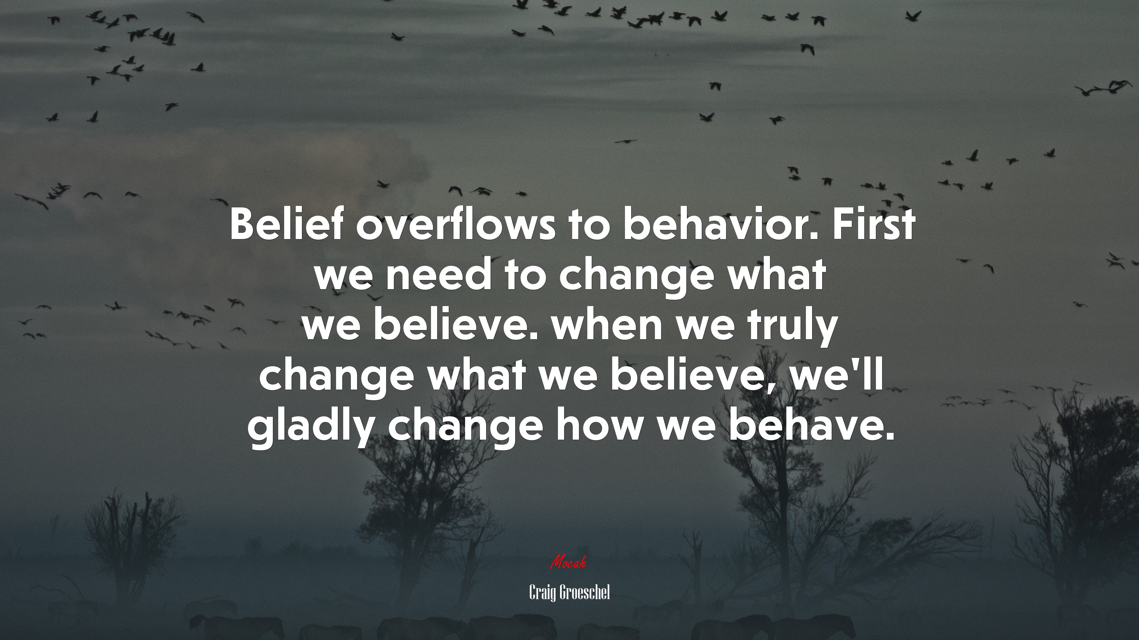 Belief overflows to behavior. First we need to change what we believe. when we truly change what we believe, we’ll gladly change how we behave. | Craig Groeschel quote HD Wallpaper