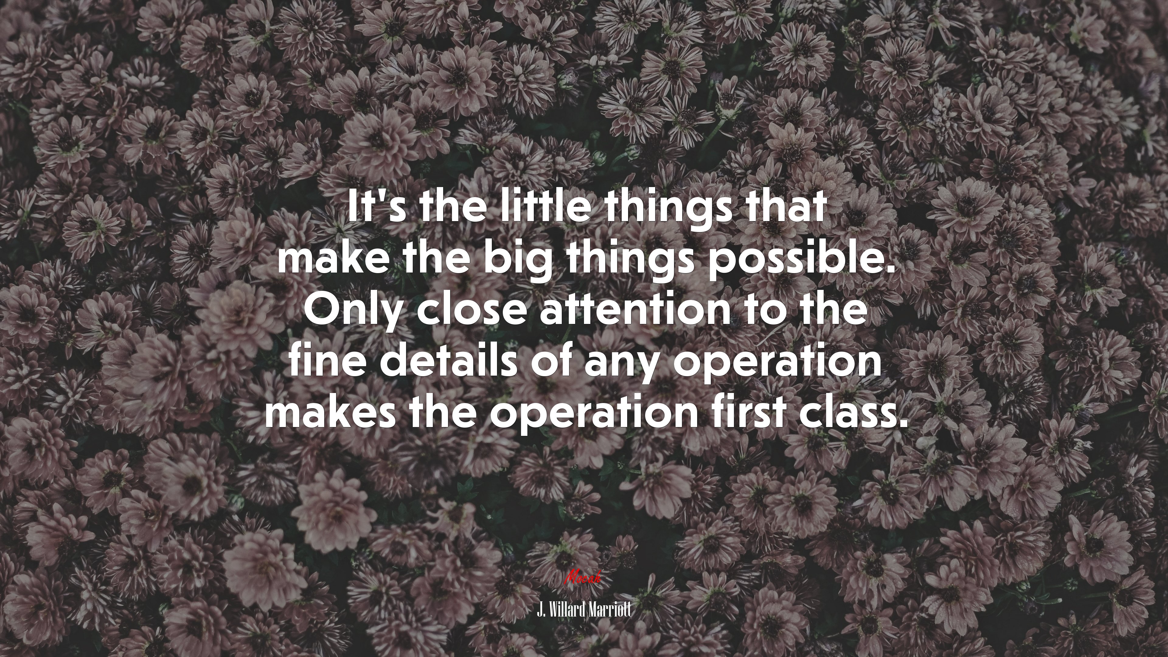 It’s the little things that make the big things possible. Only close attention to the fine details of any operation makes the operation first class. | J. Willard Marriott quote HD Wallpaper