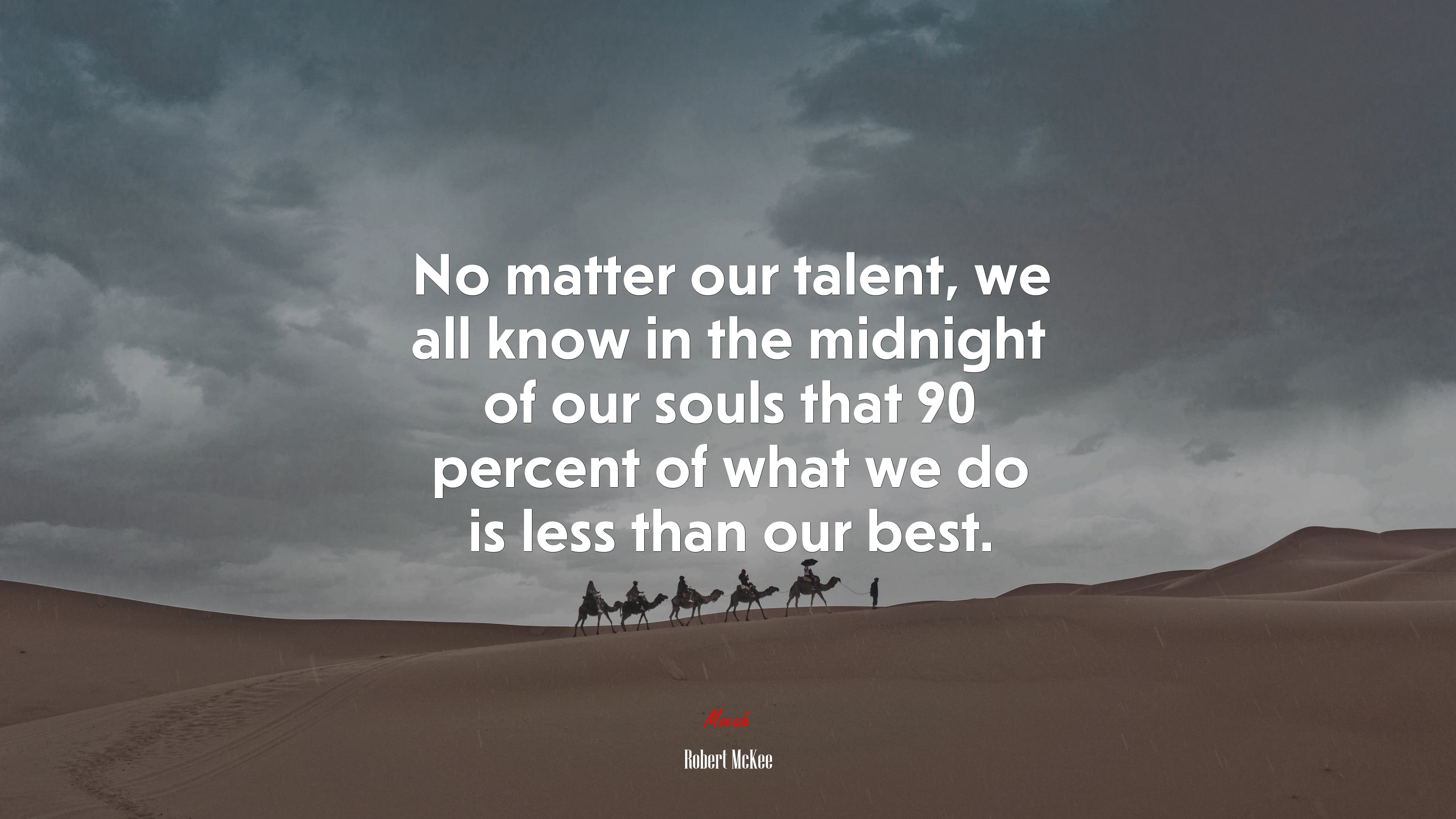 No matter our talent, we all know in the midnight of our souls that 90 percent of what we do is less than our best. | Robert McKee quote HD Wallpaper