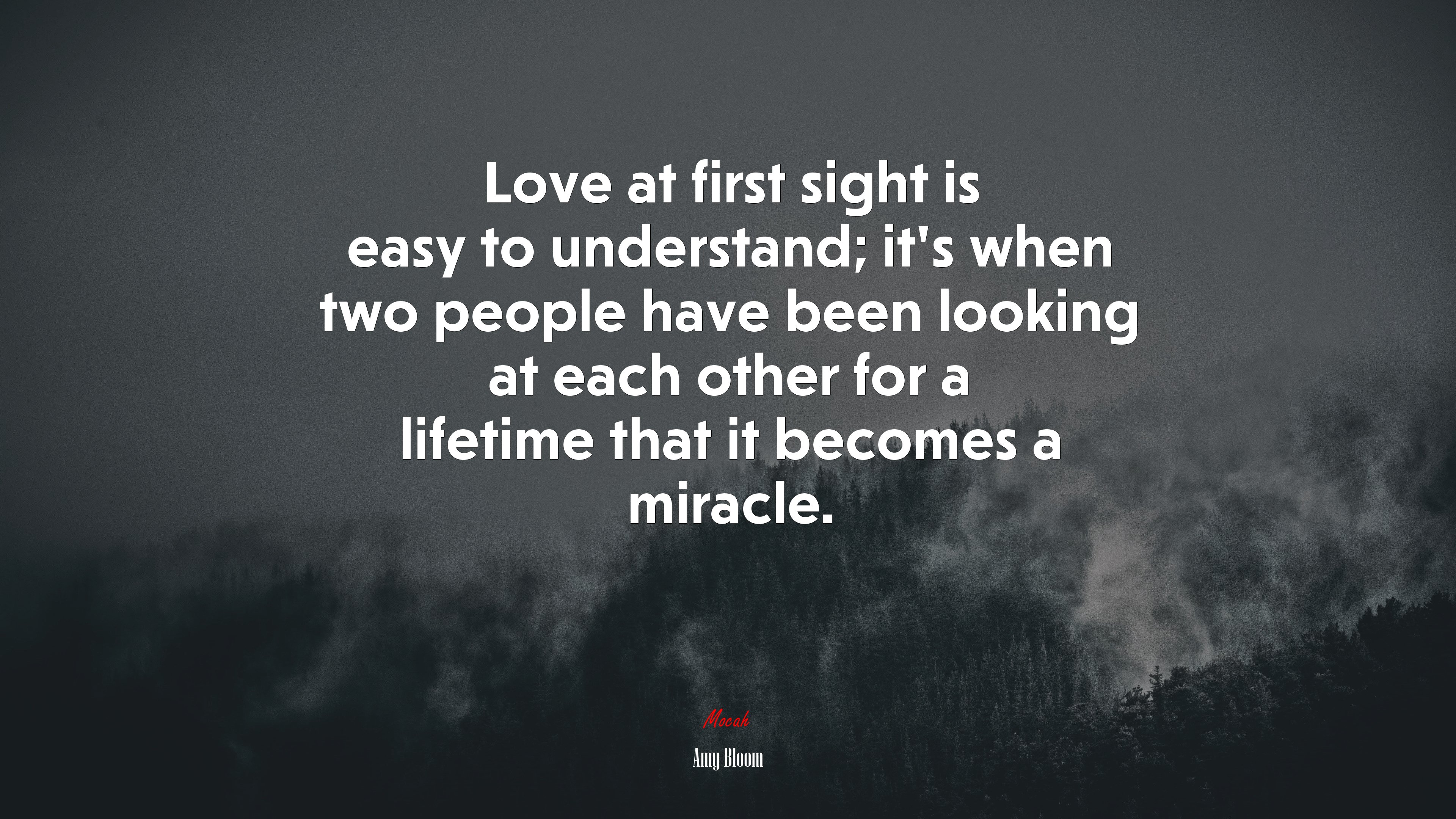 Love at first sight is easy to understand; it’s when two people have been looking at each other for a lifetime that it becomes a miracle. | Amy Bloom quote HD Wallpaper
