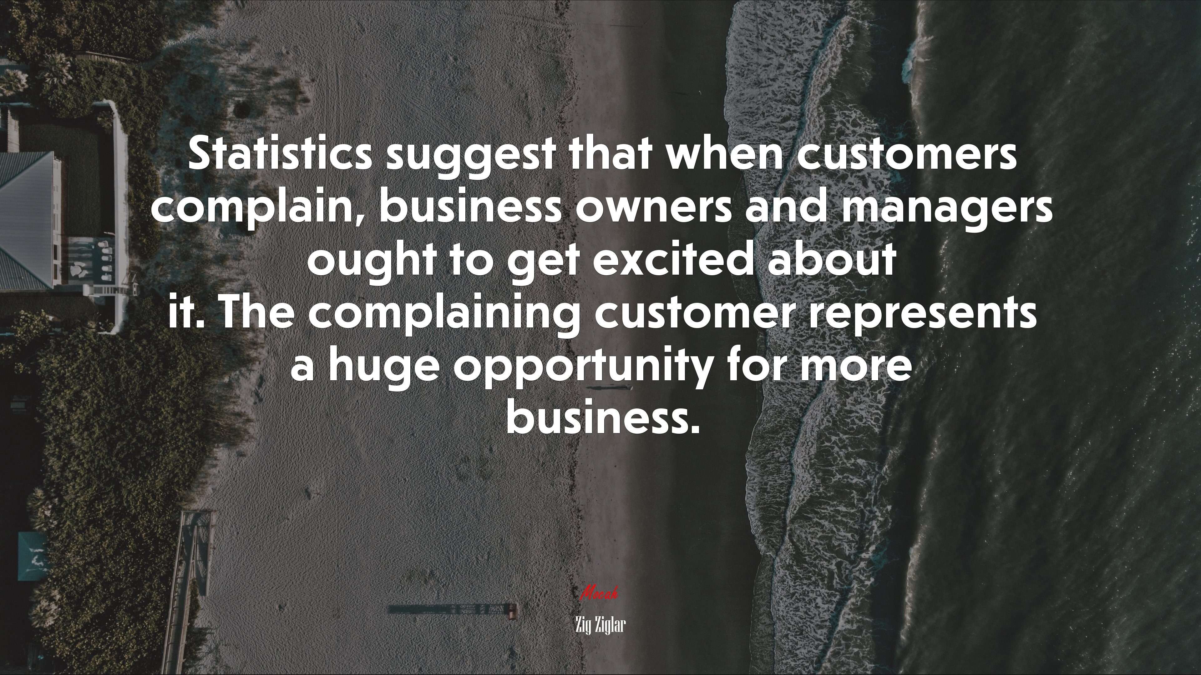 Statistics suggest that when customers complain, business owners and managers ought to get excited about it. The complaining customer represents a huge opportunity for more business. | Zig Ziglar quote HD Wallpaper