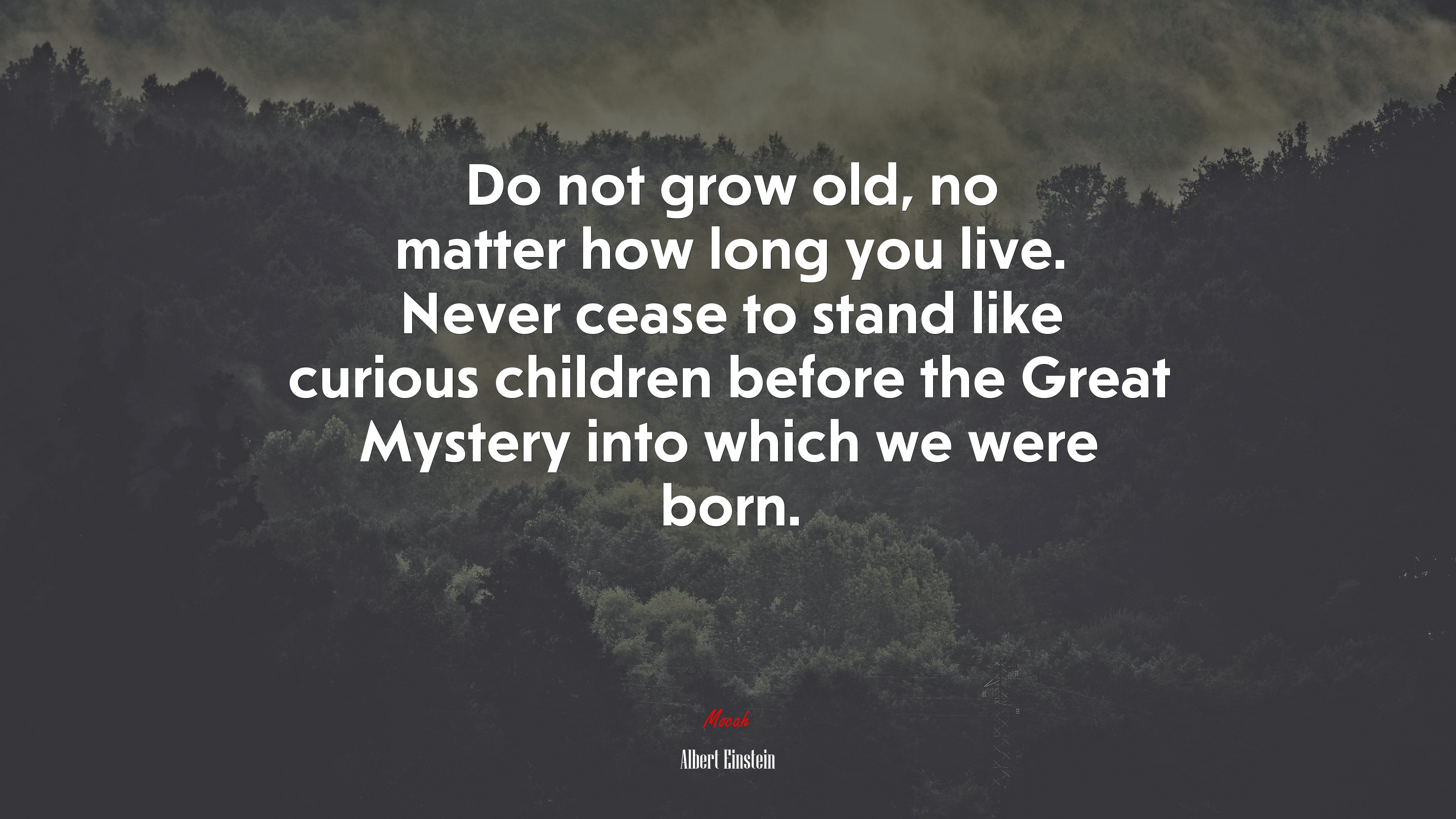 Do not grow old, no matter how long you live. Never cease to stand like curious children before the Great Mystery into which we were born. | Albert Einstein quote HD Wallpaper