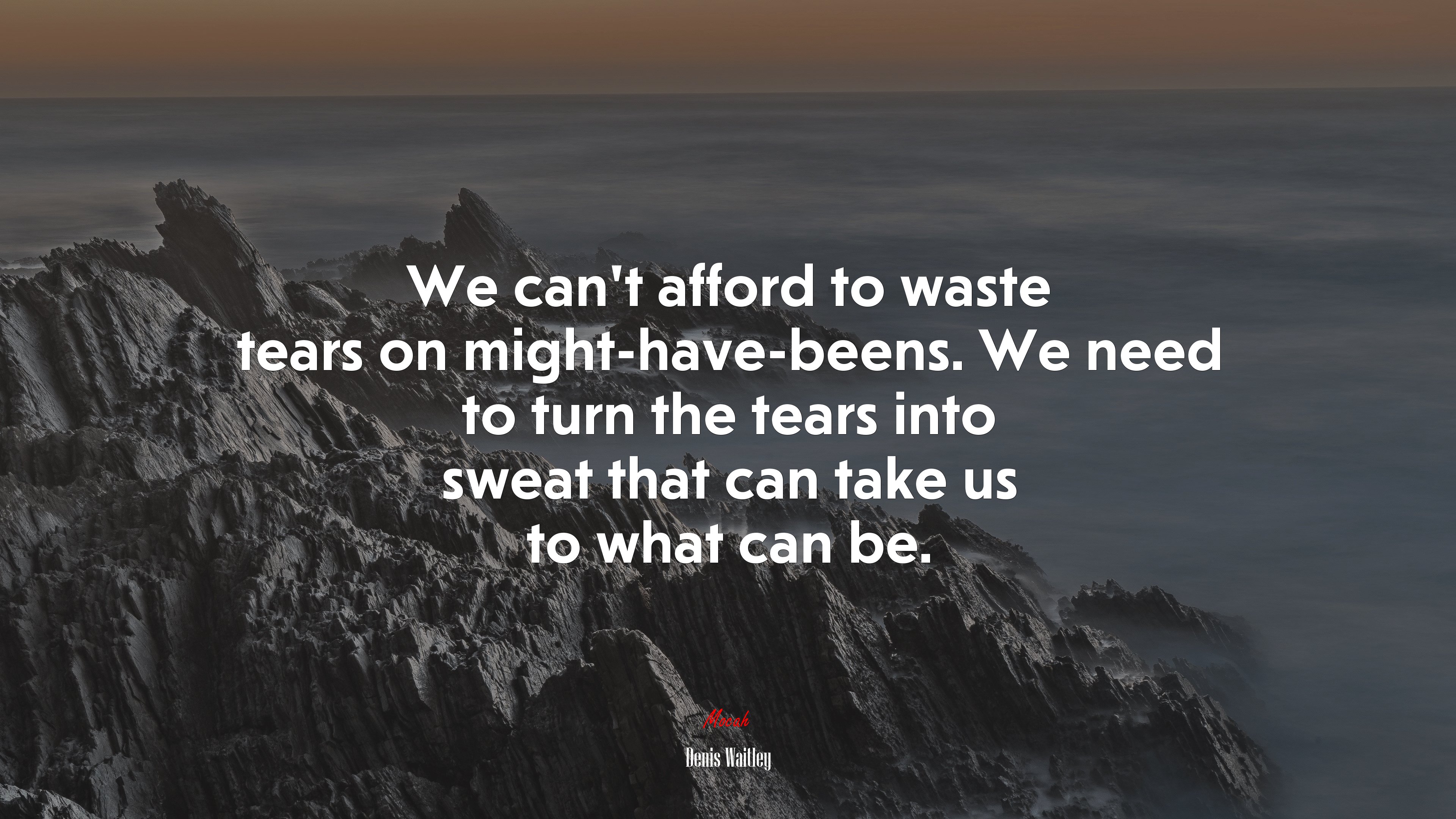 We can’t afford to waste tears on might-have-beens. We need to turn the tears into sweat that can take us to what can be. | Denis Waitley quote HD Wallpaper