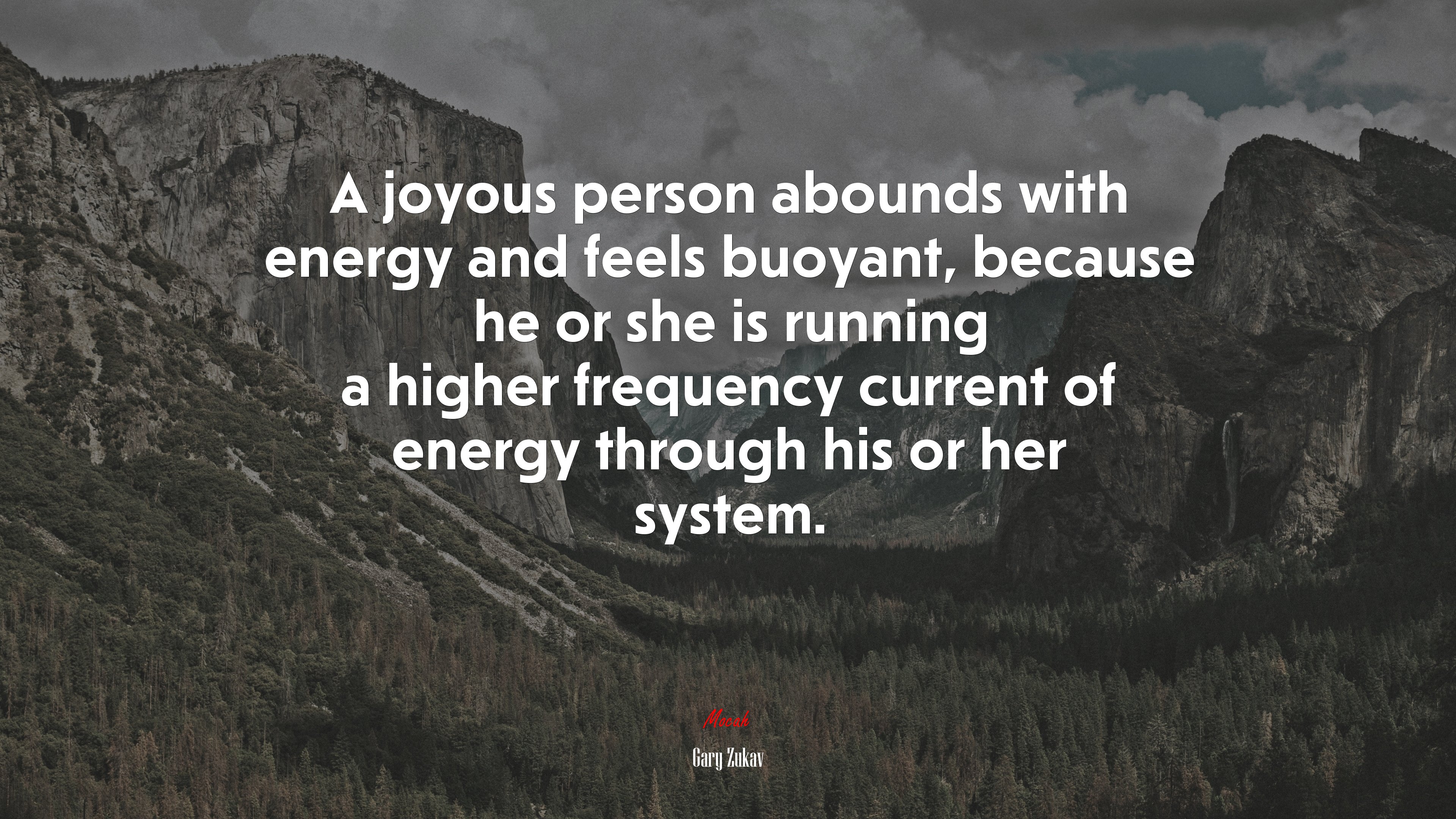 A joyous person abounds with energy and feels buoyant, because he or she is running a higher frequency current of energy through his or her system. | Gary Zukav quote HD Wallpaper