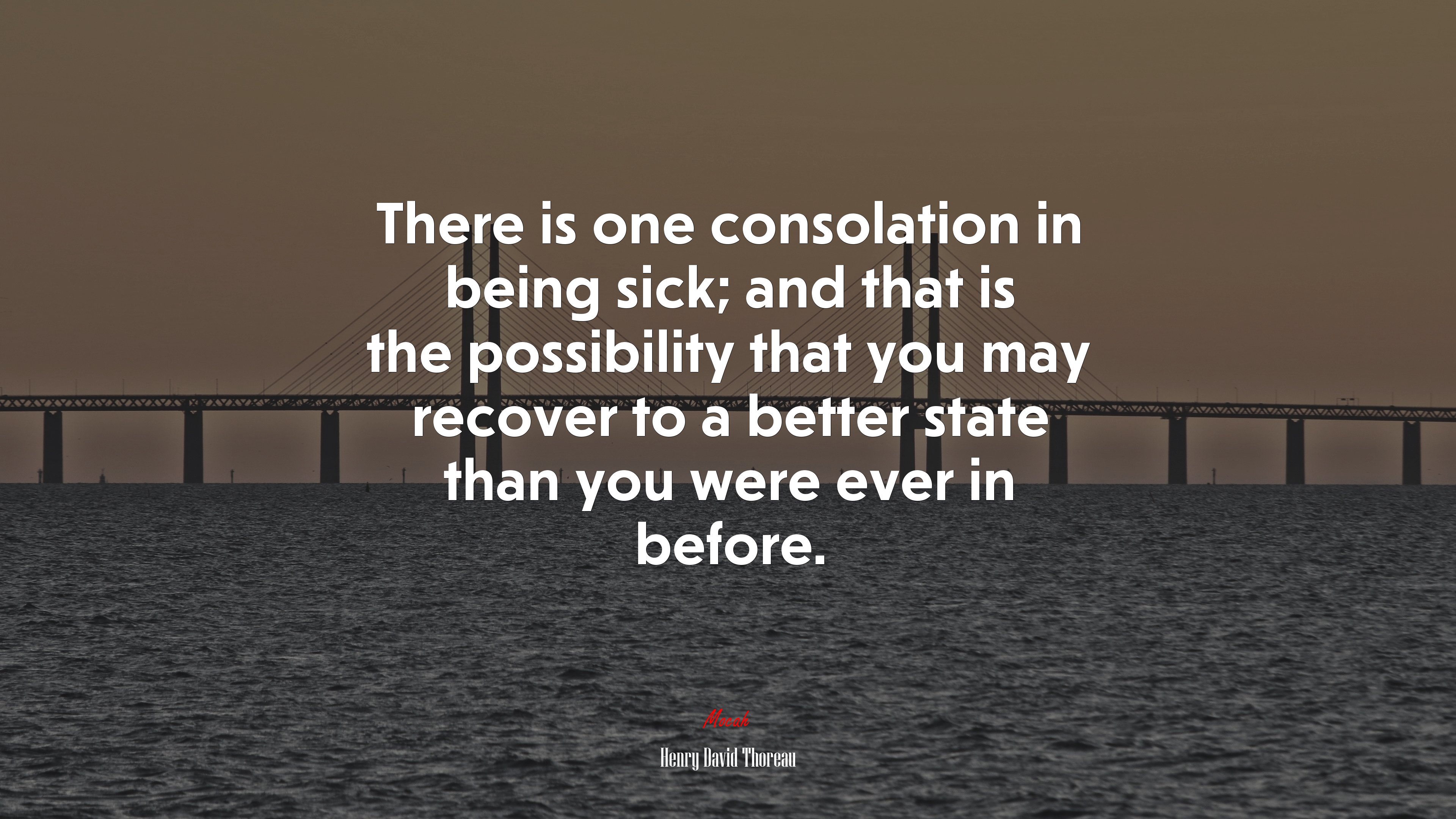 There is one consolation in being sick; and that is the possibility that you may recover to a better state than you were ever in before. | Henry David Thoreau quote HD Wallpaper