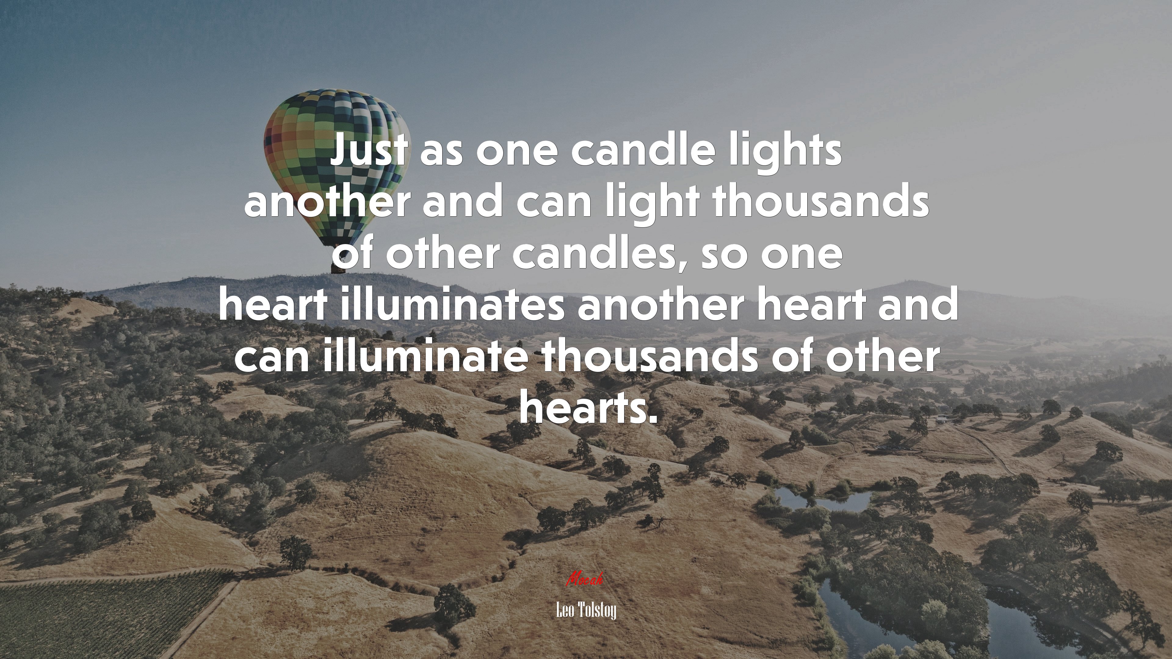 Just as one candle lights another and can light thousands of other candles, so one heart illuminates another heart and can illuminate thousands of other hearts. | Leo Tolstoy quote HD Wallpaper