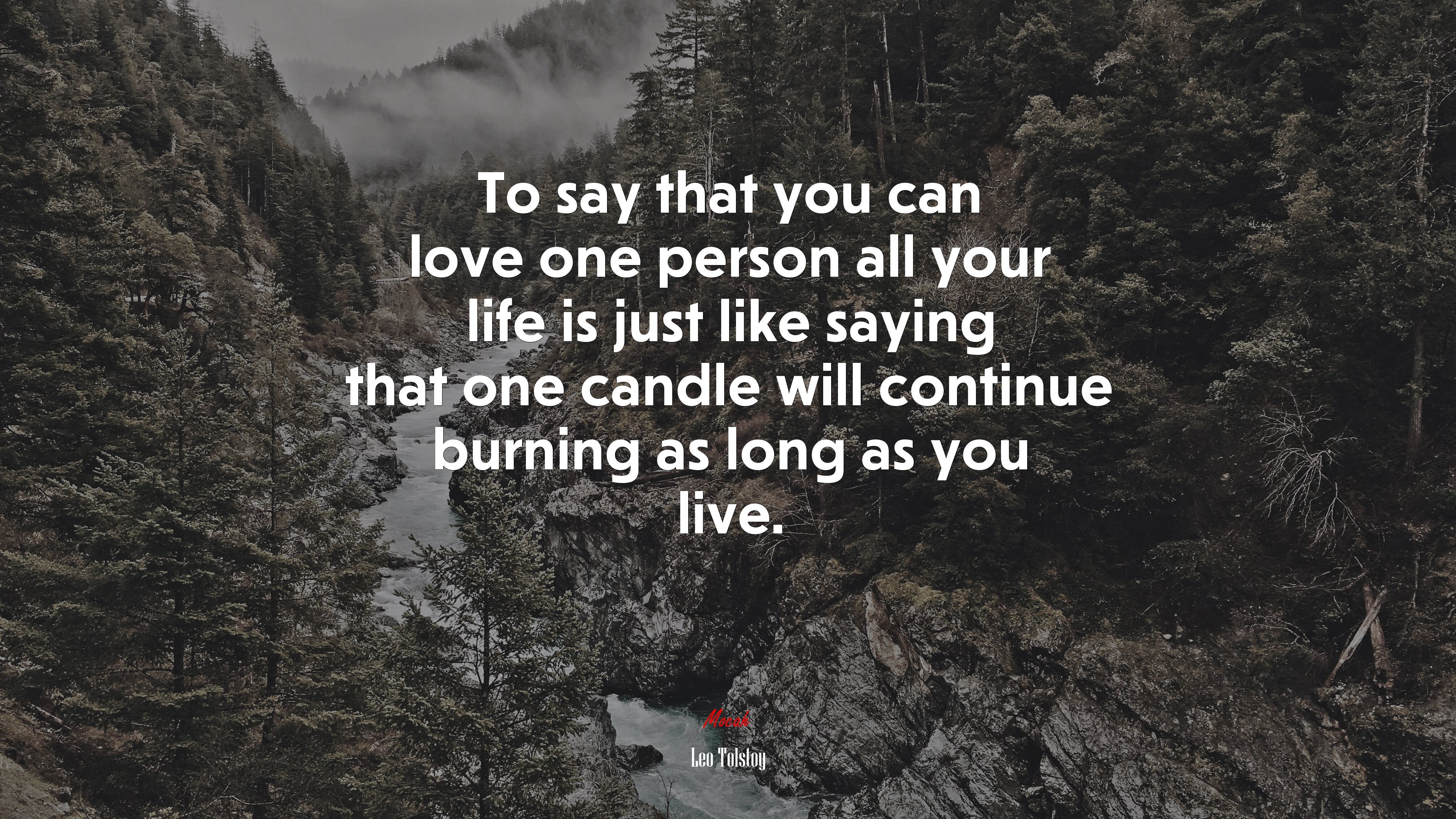 To say that you can love one person all your life is just like saying that one candle will continue burning as long as you live. | Leo Tolstoy quote HD Wallpaper