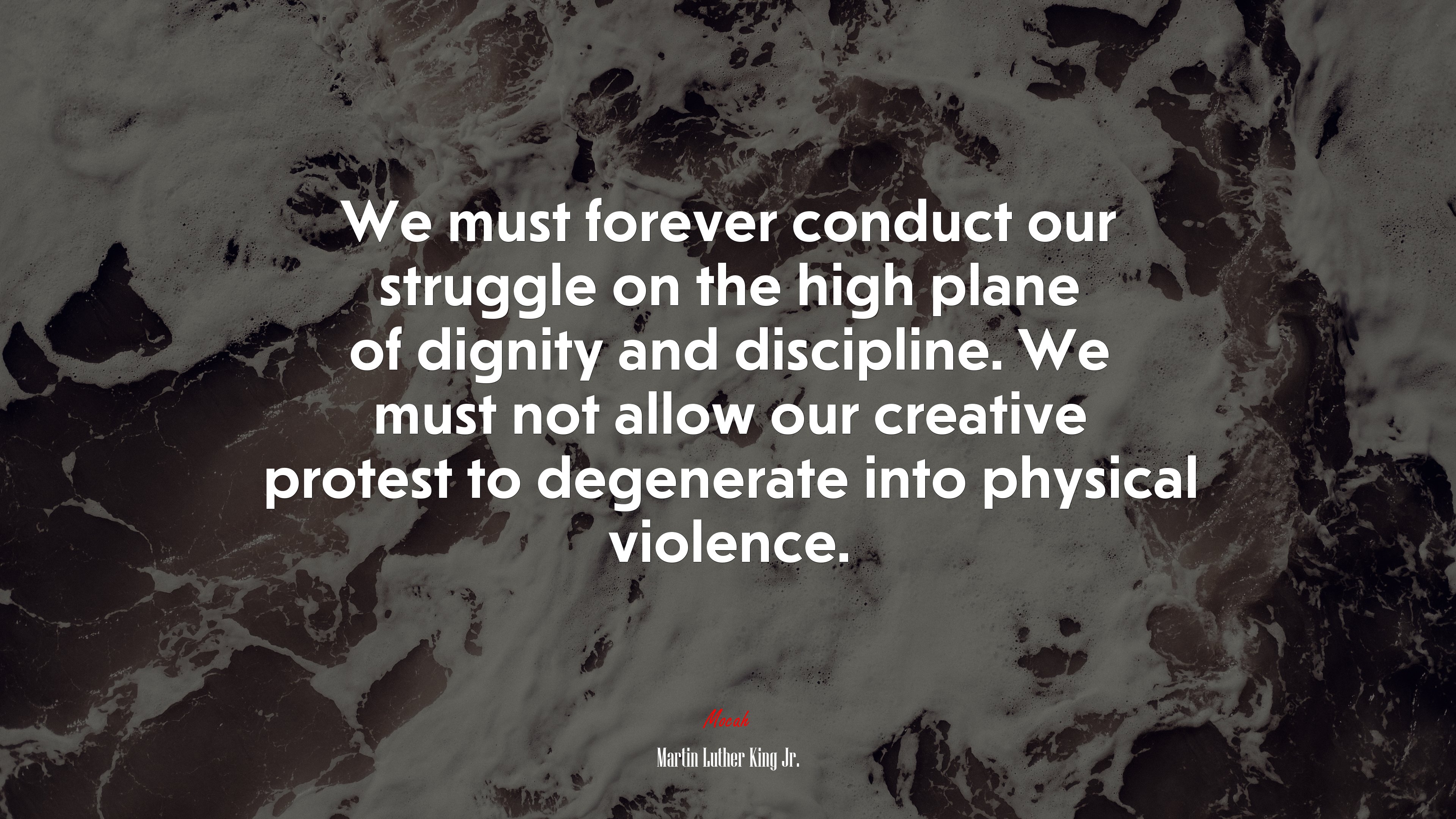We must forever conduct our struggle on the high plane of dignity and discipline. We must not allow our creative protest to degenerate into physical violence. | Martin Luther King Jr. quote HD Wallpaper
