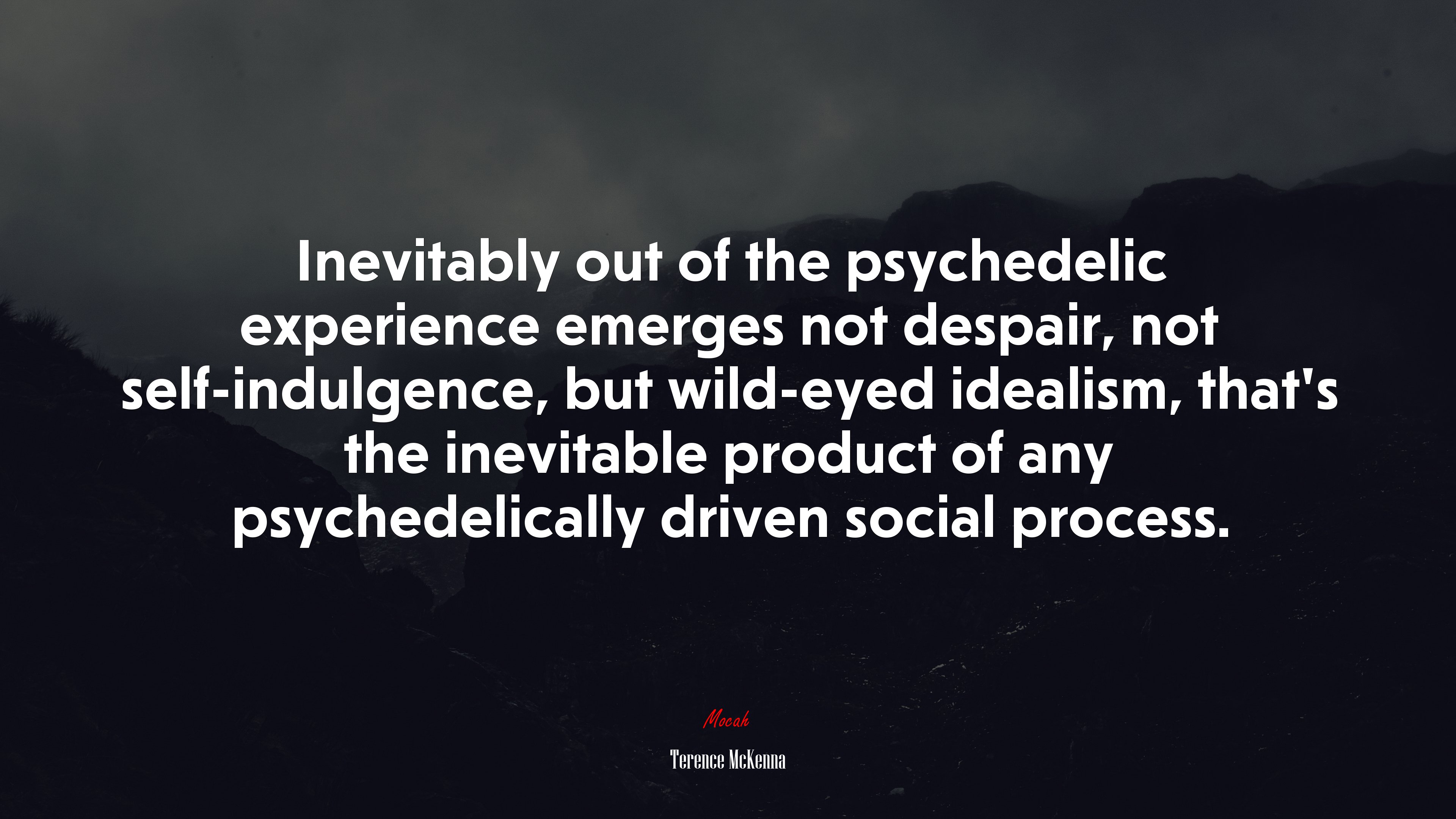 Inevitably out of the psychedelic experience emerges not despair, not self-indulgence, but wild-eyed idealism, that’s the inevitable product of any psychedelically driven social process. | Terence McKenna quote HD Wallpaper