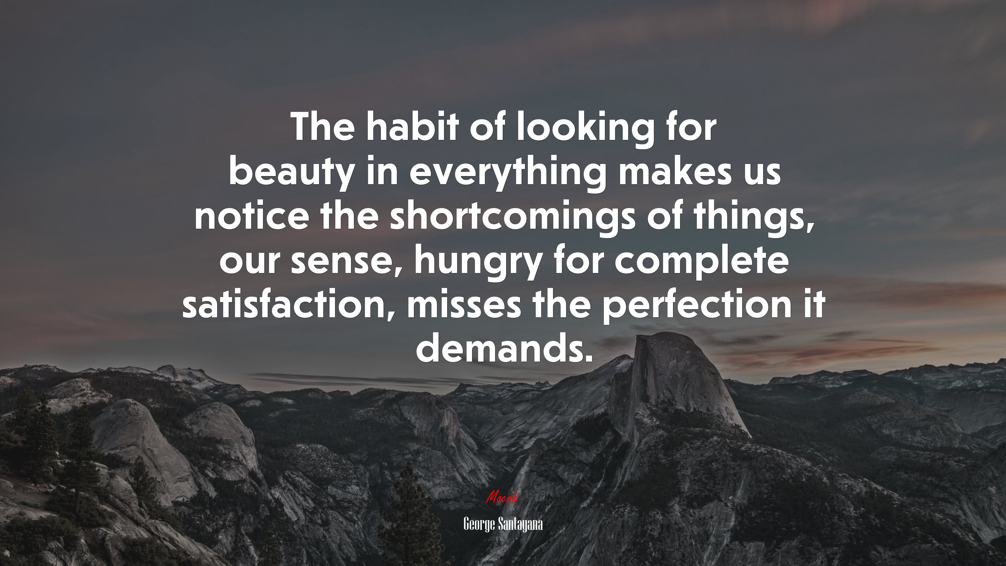 The habit of looking for beauty in everything makes us notice the shortcomings of things, our sense, hungry for complete satisfaction, misses the perfection it demands. | George Santayana quote HD Wallpaper