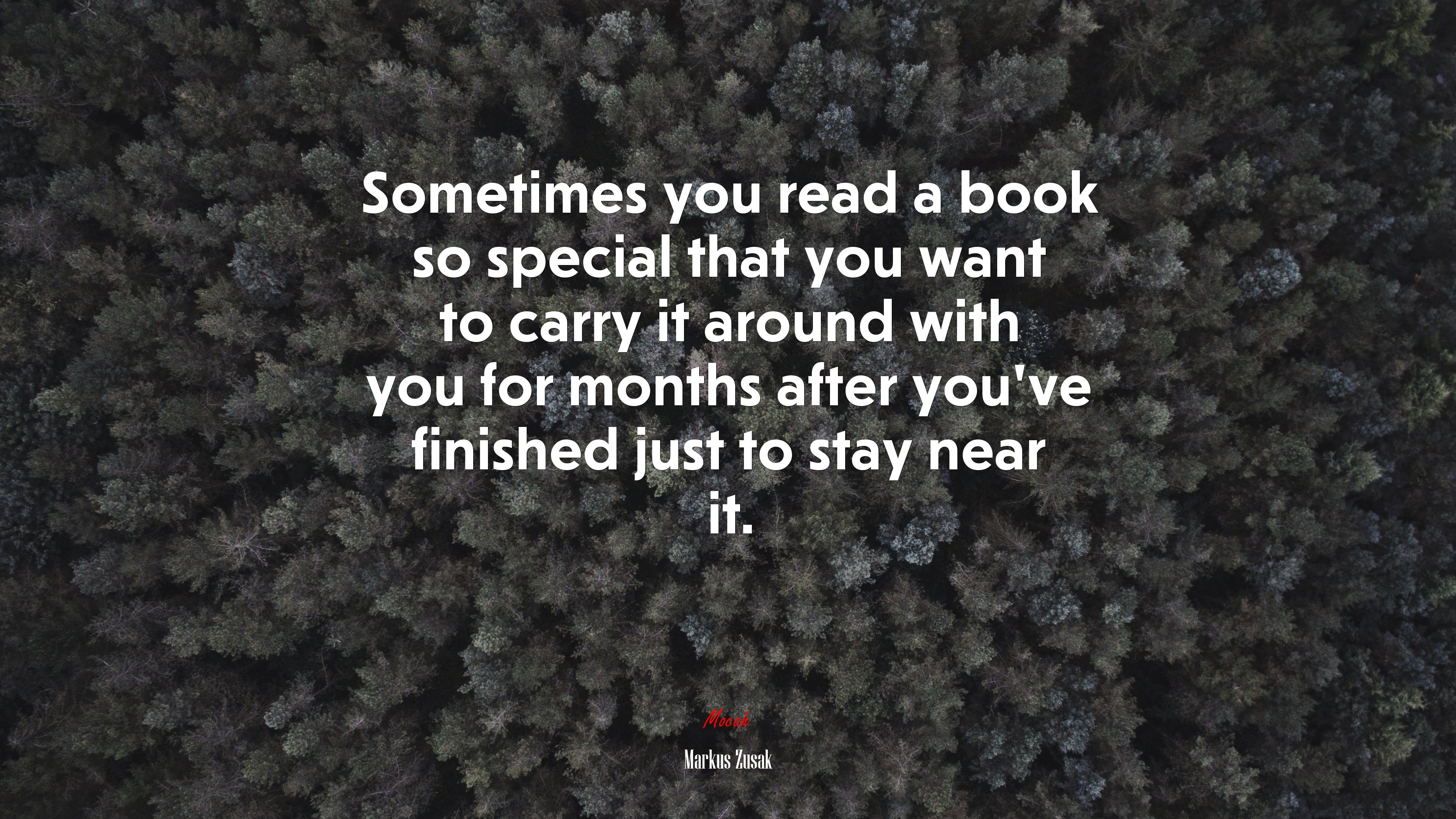 Sometimes you read a book so special that you want to carry it around with you for months after you’ve finished just to stay near it. | Markus Zusak quote HD Wallpaper