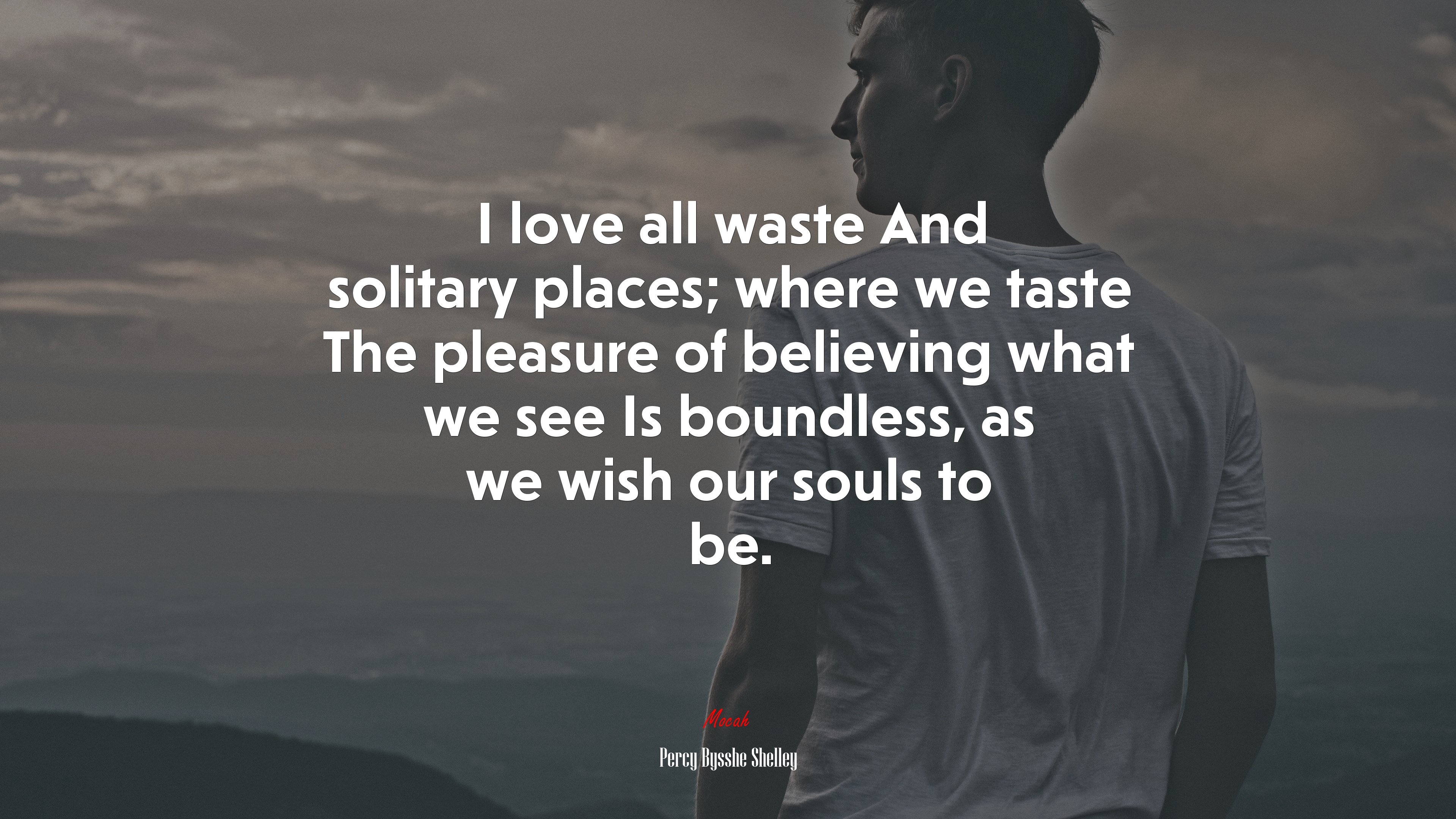 I love all waste And solitary places; where we taste The pleasure of believing what we see Is boundless, as we wish our souls to be. | Percy Bysshe Shelley quote HD Wallpaper