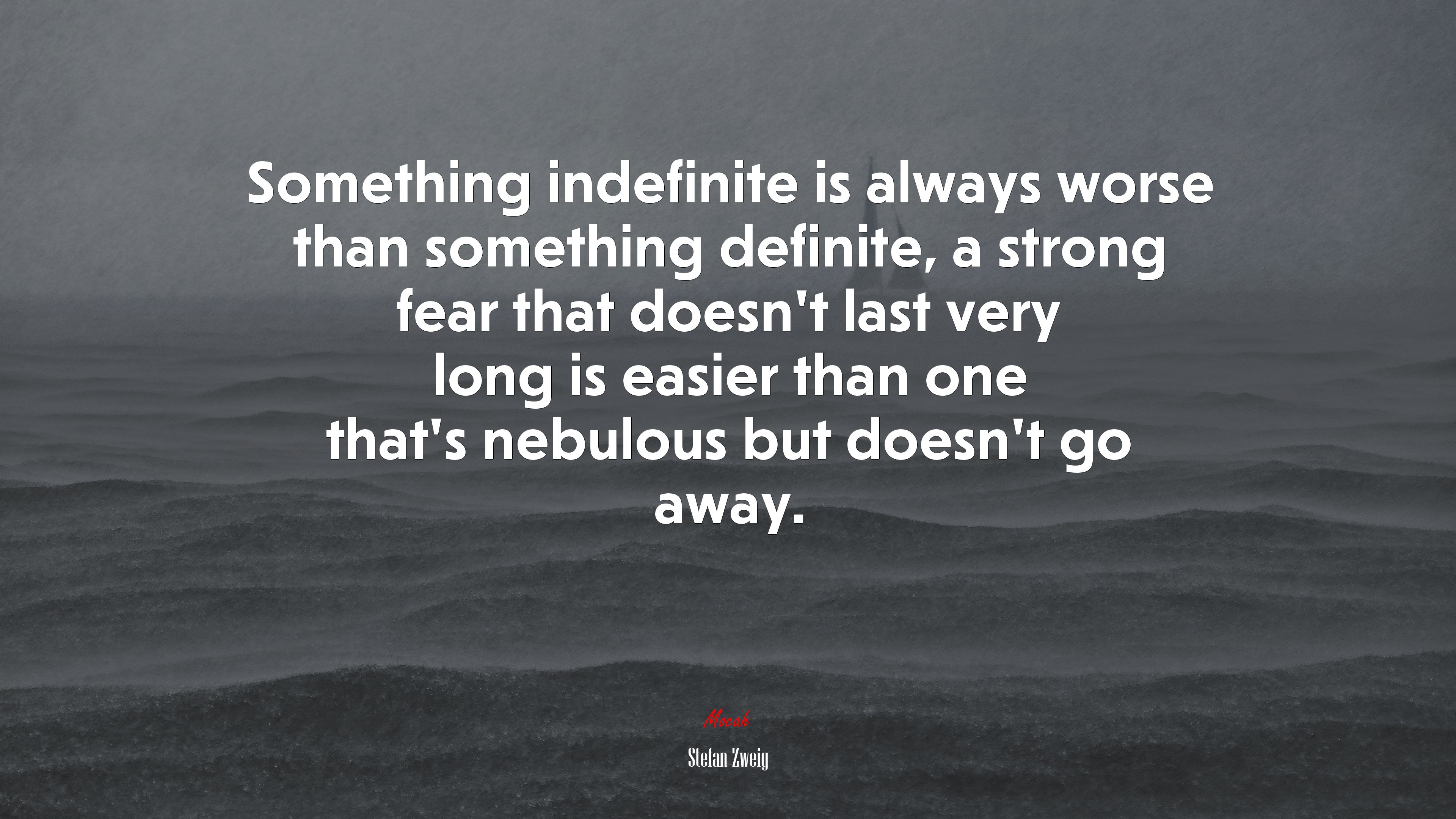 Something indefinite is always worse than something definite, a strong fear that doesn’t last very long is easier than one that’s nebulous but doesn’t go away. | Stefan Zweig quote HD Wallpaper
