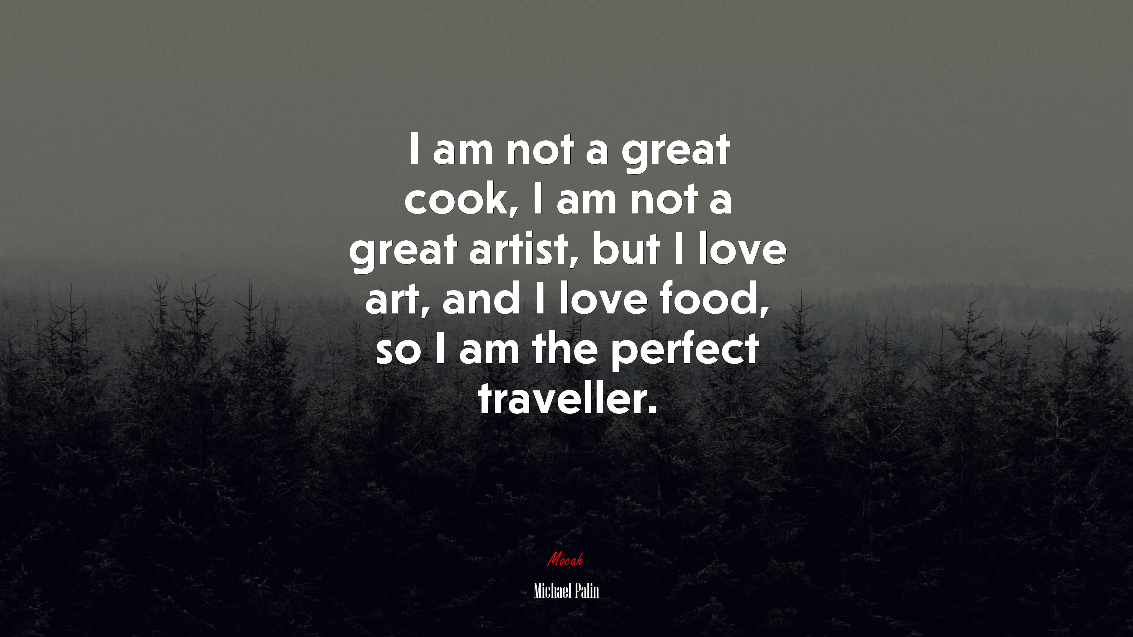 I am not a great cook, I am not a great artist, but I love art, and I love food, so I am the perfect traveller. | Michael Palin quote HD Wallpaper
