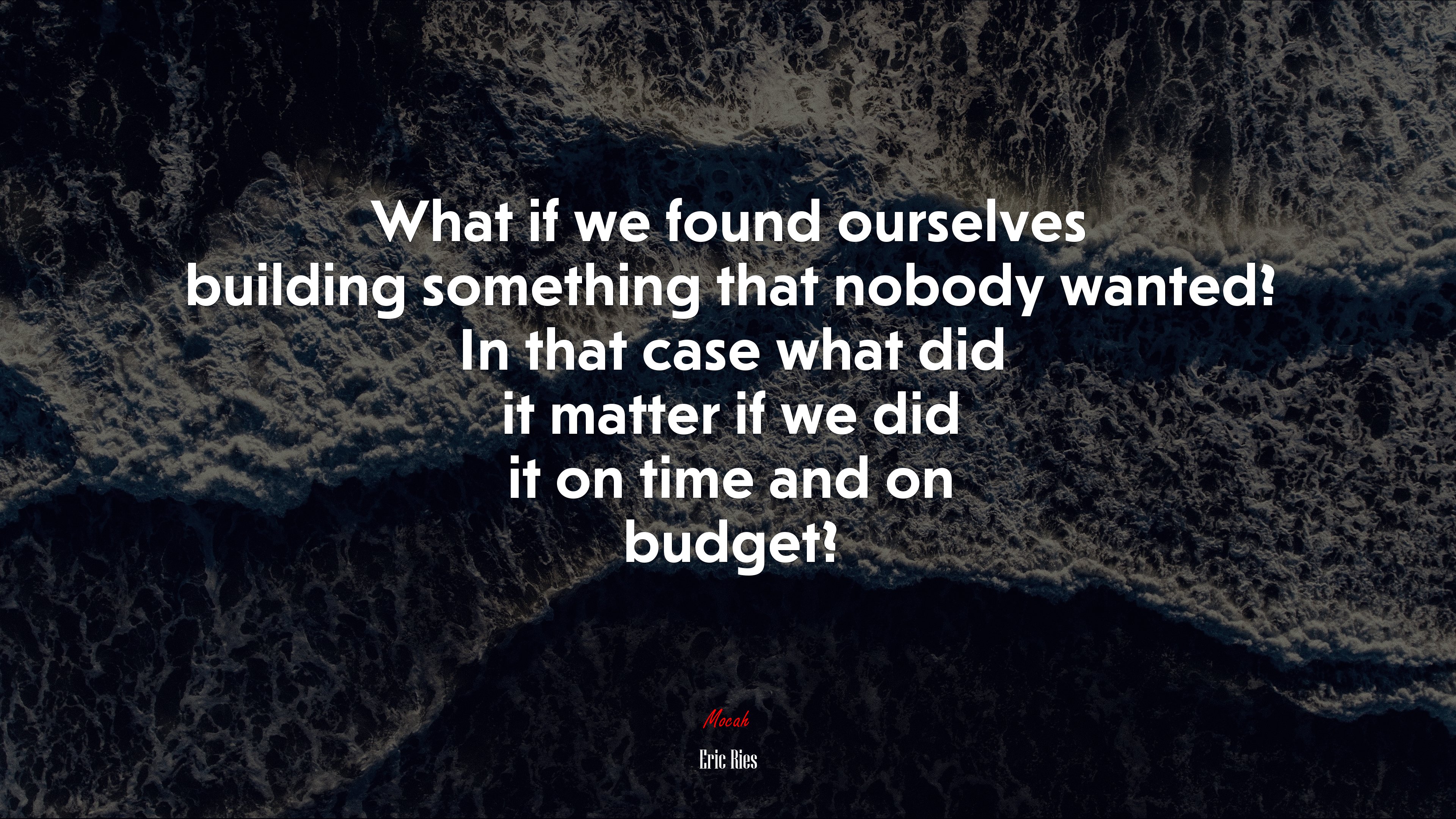 What if we found ourselves building something that nobody wanted? In that case what did it matter if we did it on time and on budget? | Eric Ries quote HD Wallpaper