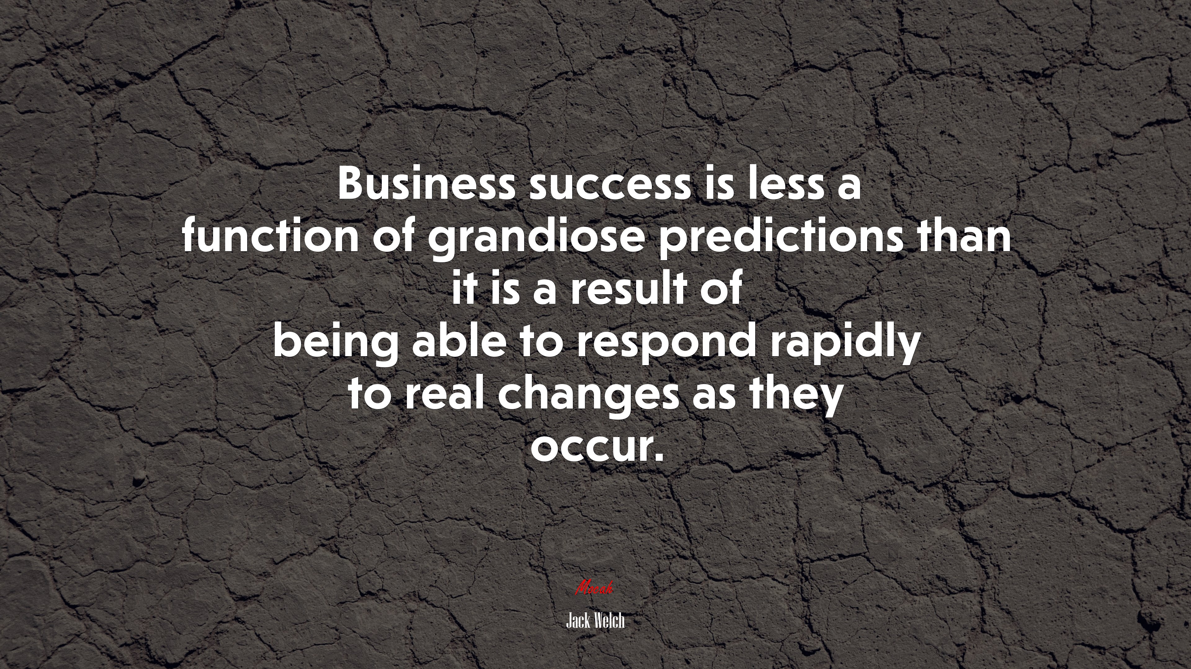 Business success is less a function of grandiose predictions than it is a result of being able to respond rapidly to real changes as they occur. | Jack Welch quote HD Wallpaper