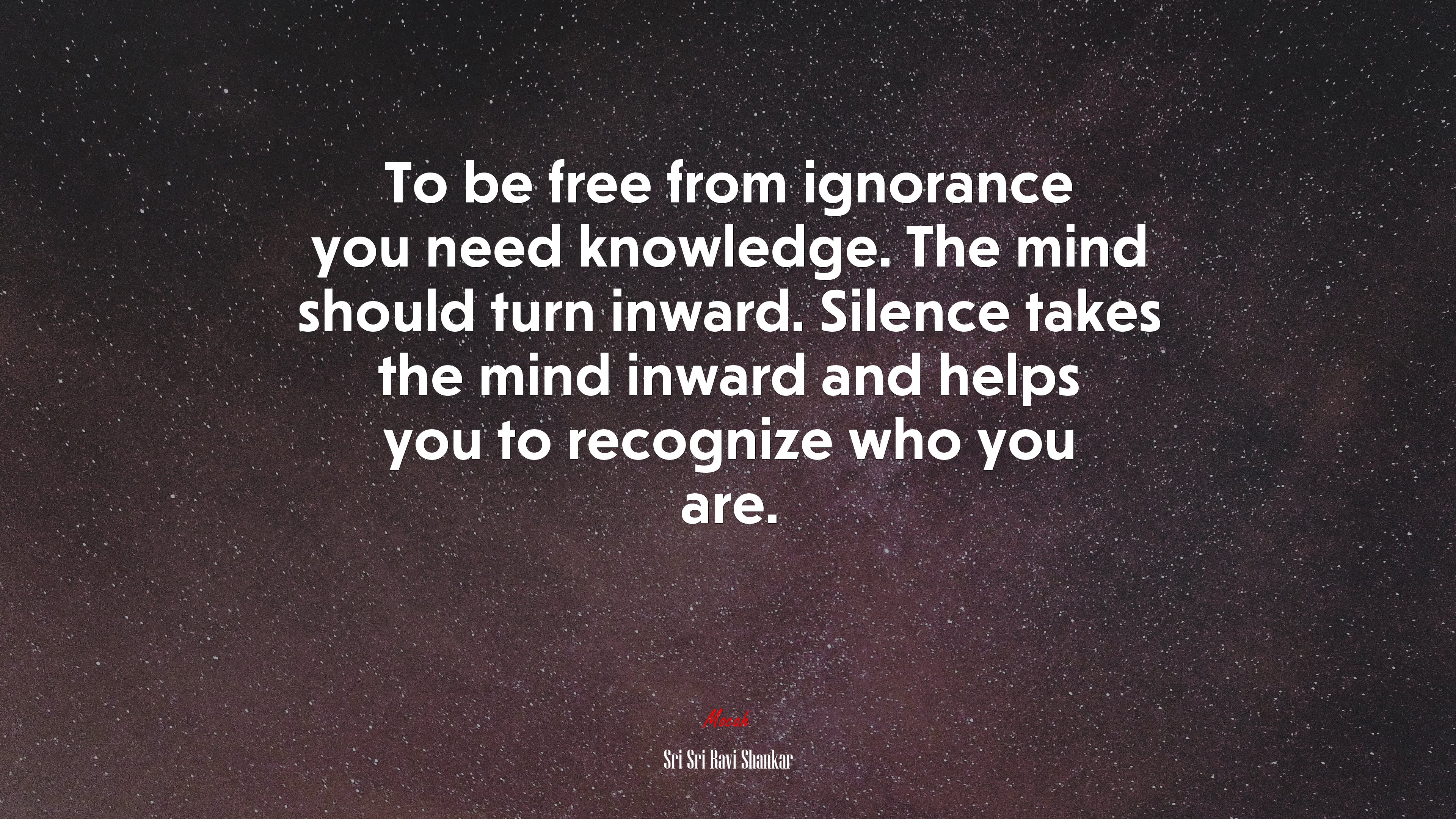To be free from ignorance you need knowledge. The mind should turn inward. Silence takes the mind inward and helps you to recognize who you are. | Sri Sri Ravi Shankar quote HD Wallpaper