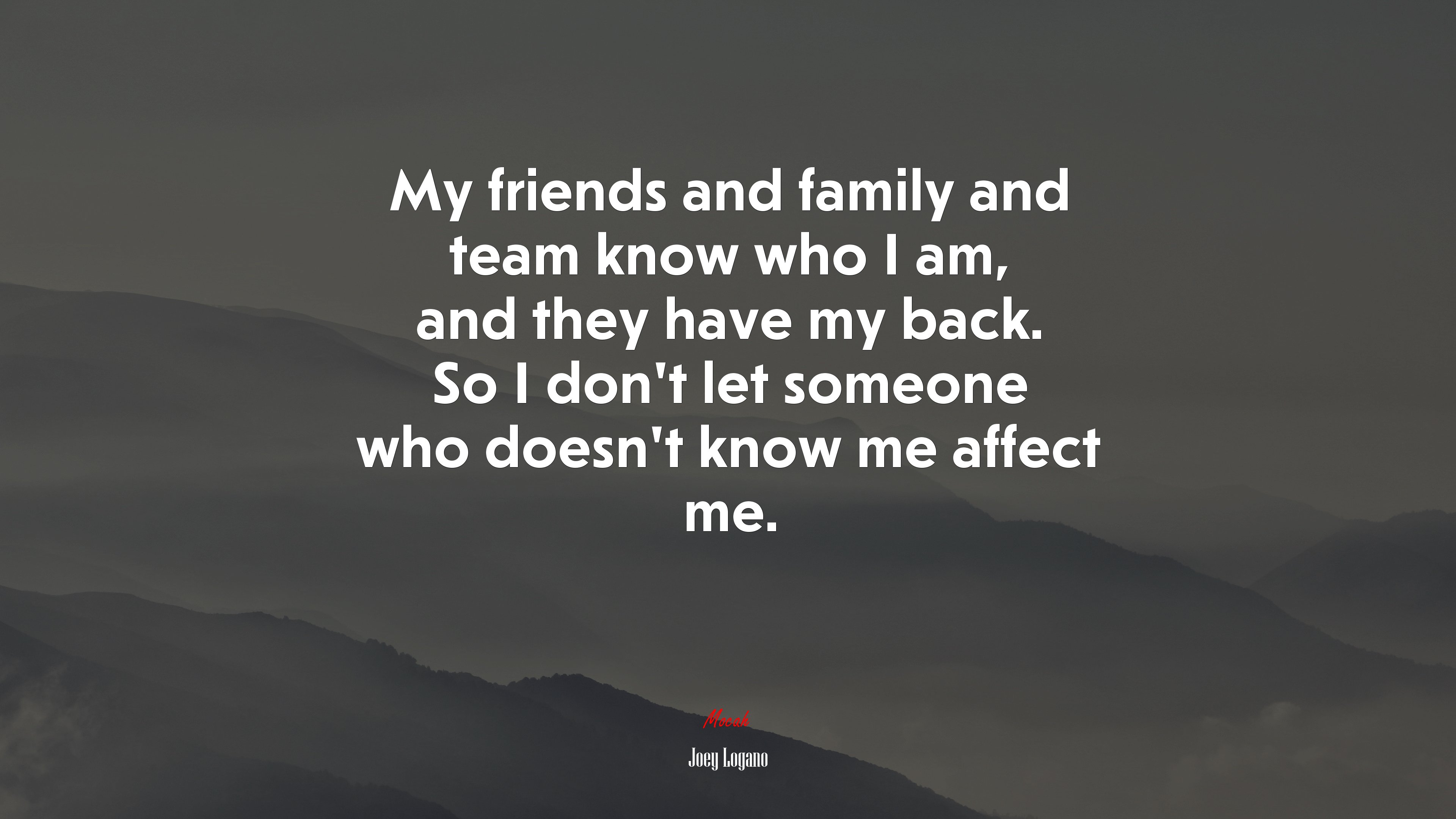 My friends and family and team know who I am, and they have my back. So I don’t let someone who doesn’t know me affect me. | Joey Logano quote HD Wallpaper