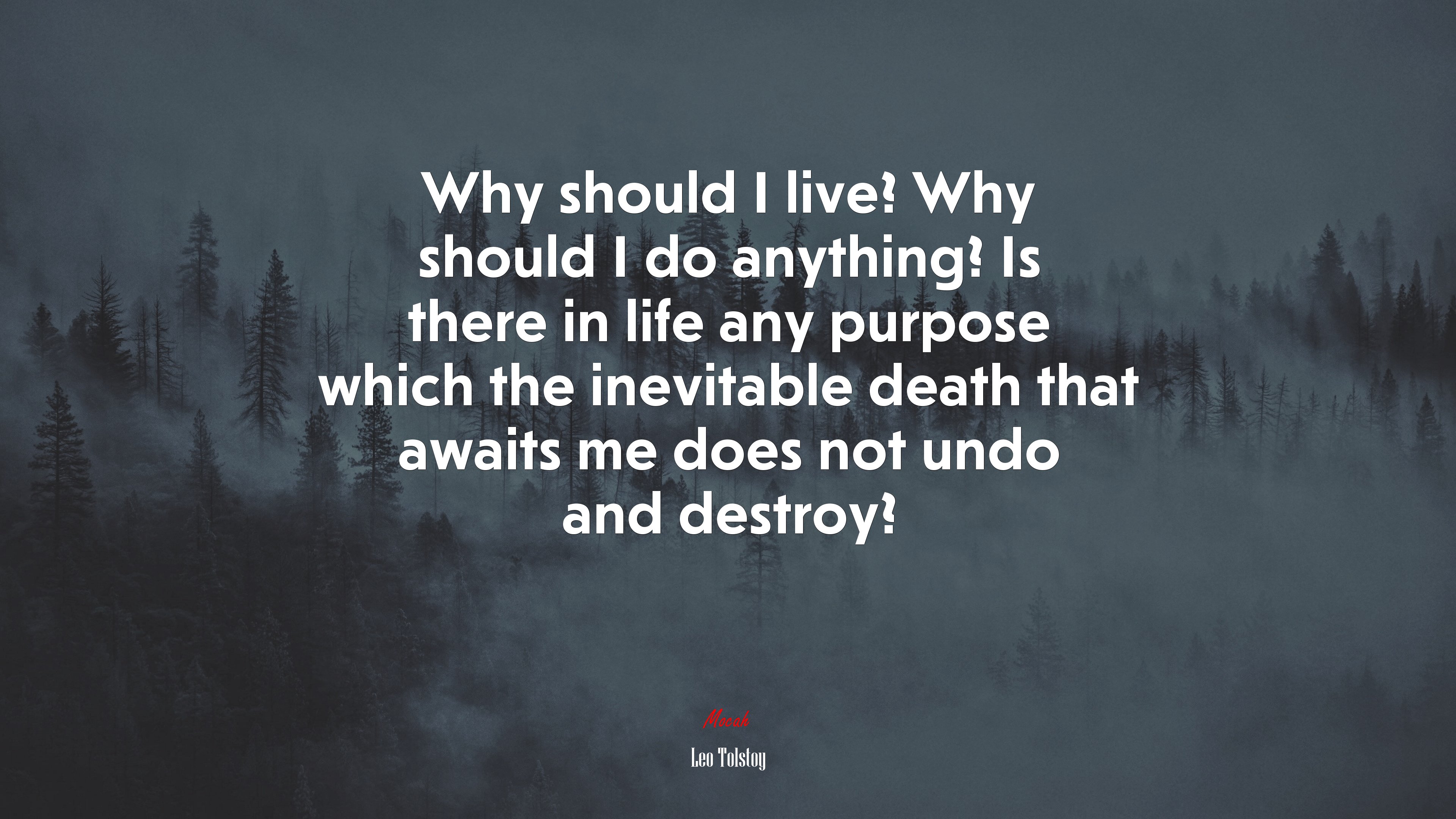 Why should I live? Why should I do anything? Is there in life any purpose which the inevitable death that awaits me does not undo and destroy? | Leo Tolstoy quote HD Wallpaper