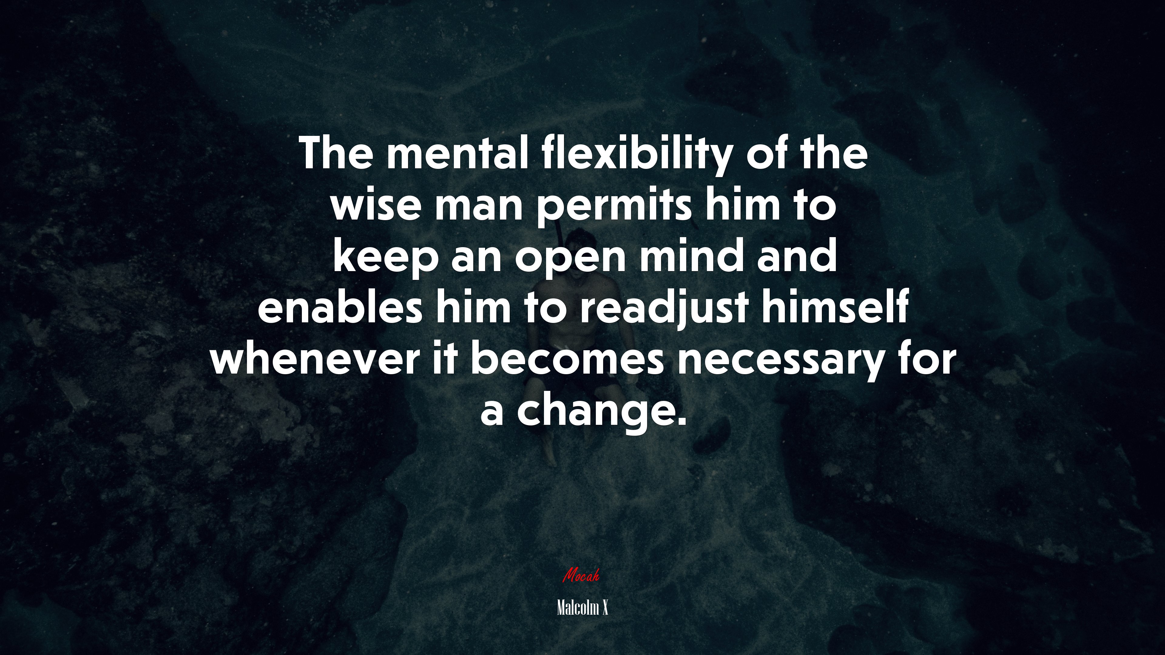 The mental flexibility of the wise man permits him to keep an open mind and enables him to readjust himself whenever it becomes necessary for a change. | Malcolm X quote HD Wallpaper