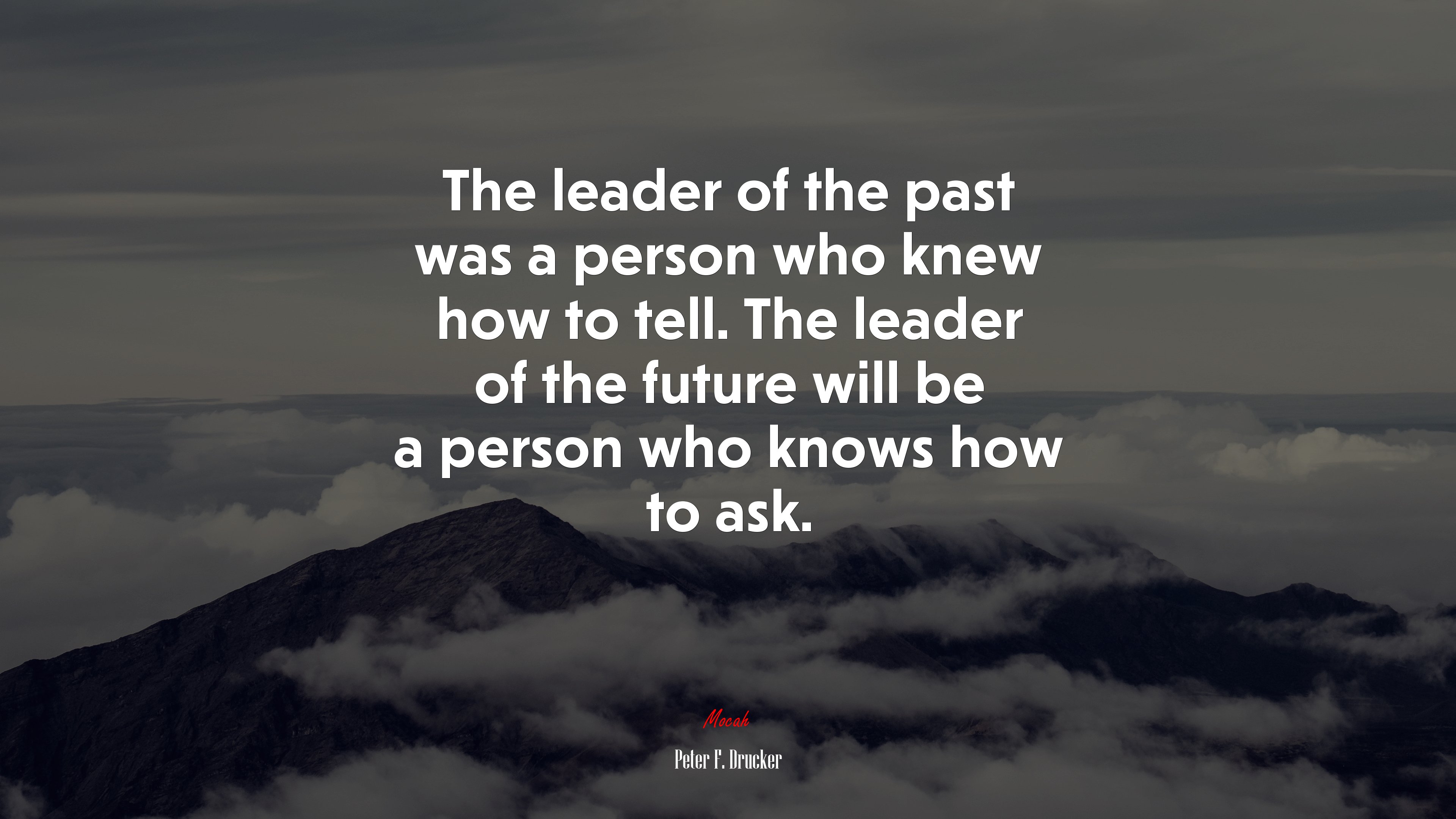 The leader of the past was a person who knew how to tell. The leader of the future will be a person who knows how to ask. | Peter F. Drucker quote HD Wallpaper