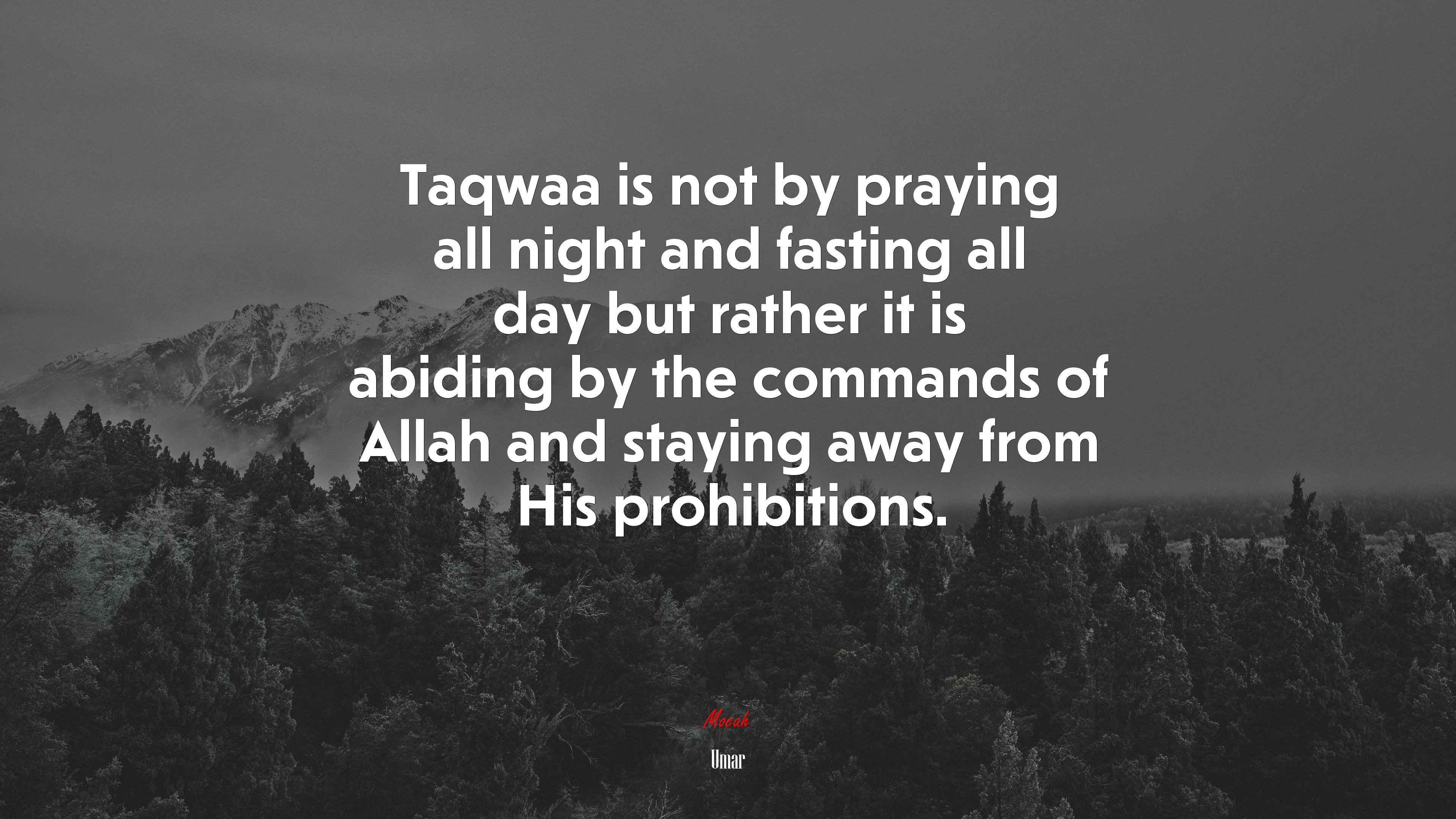 Taqwaa is not by praying all night and fasting all day but rather it is abiding by the commands of Allah and staying away from His prohibitions. | Umar quote HD Wallpaper