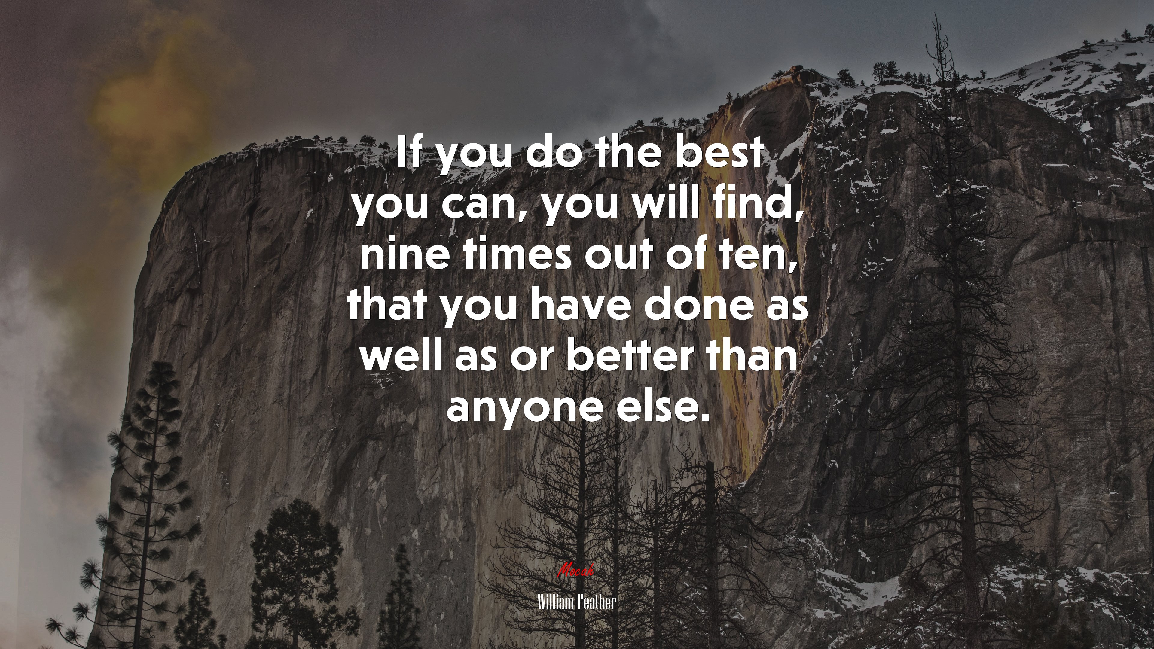 If you do the best you can, you will find, nine times out of ten, that you have done as well as or better than anyone else. | William Feather quote HD Wallpaper