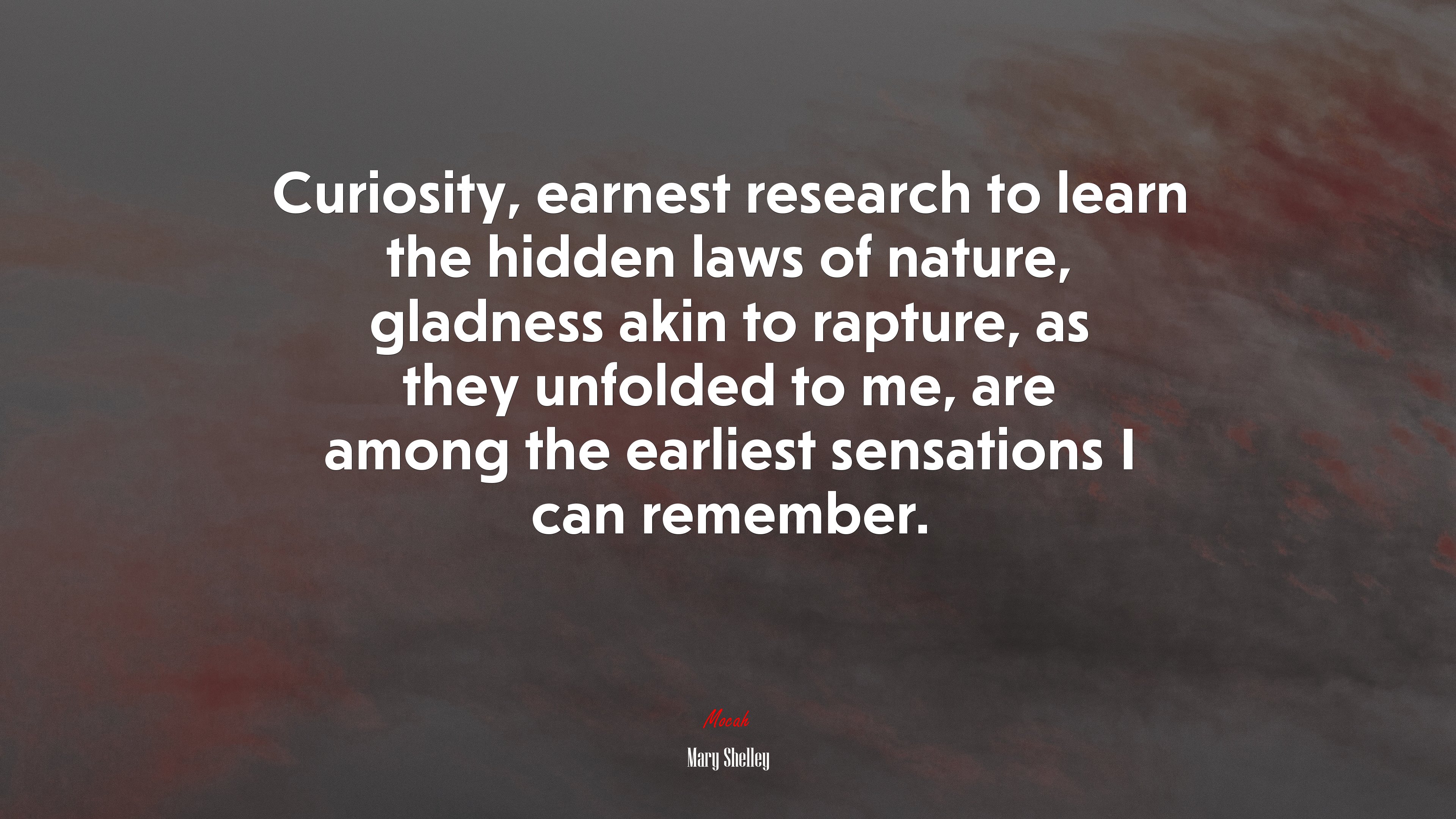 Curiosity, earnest research to learn the hidden laws of nature, gladness akin to rapture, as they unfolded to me, are among the earliest sensations I can remember. | Mary Shelley quote HD Wallpaper