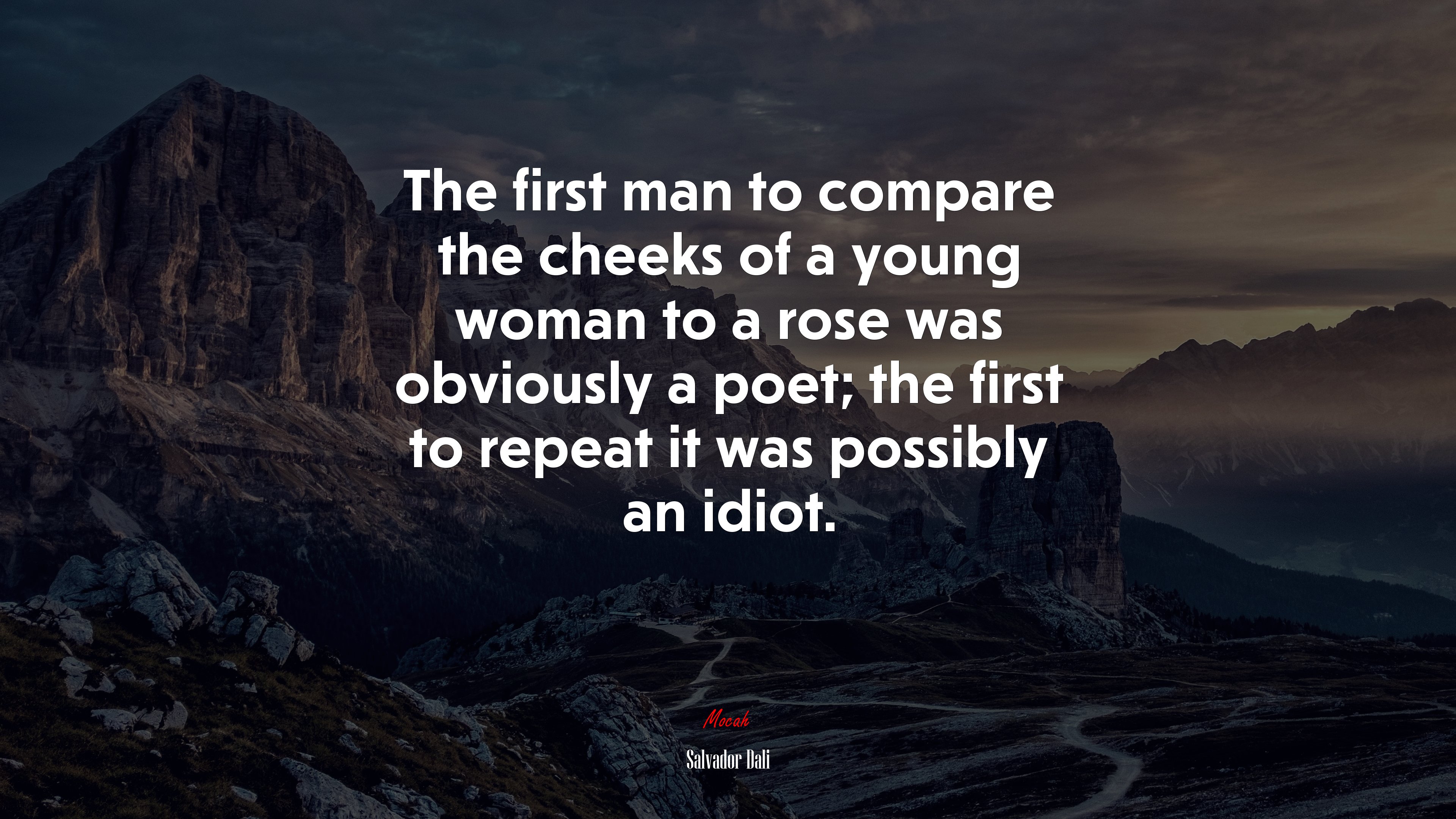 The first man to compare the cheeks of a young woman to a rose was obviously a poet; the first to repeat it was possibly an idiot. | Salvador Dalí quote HD Wallpaper