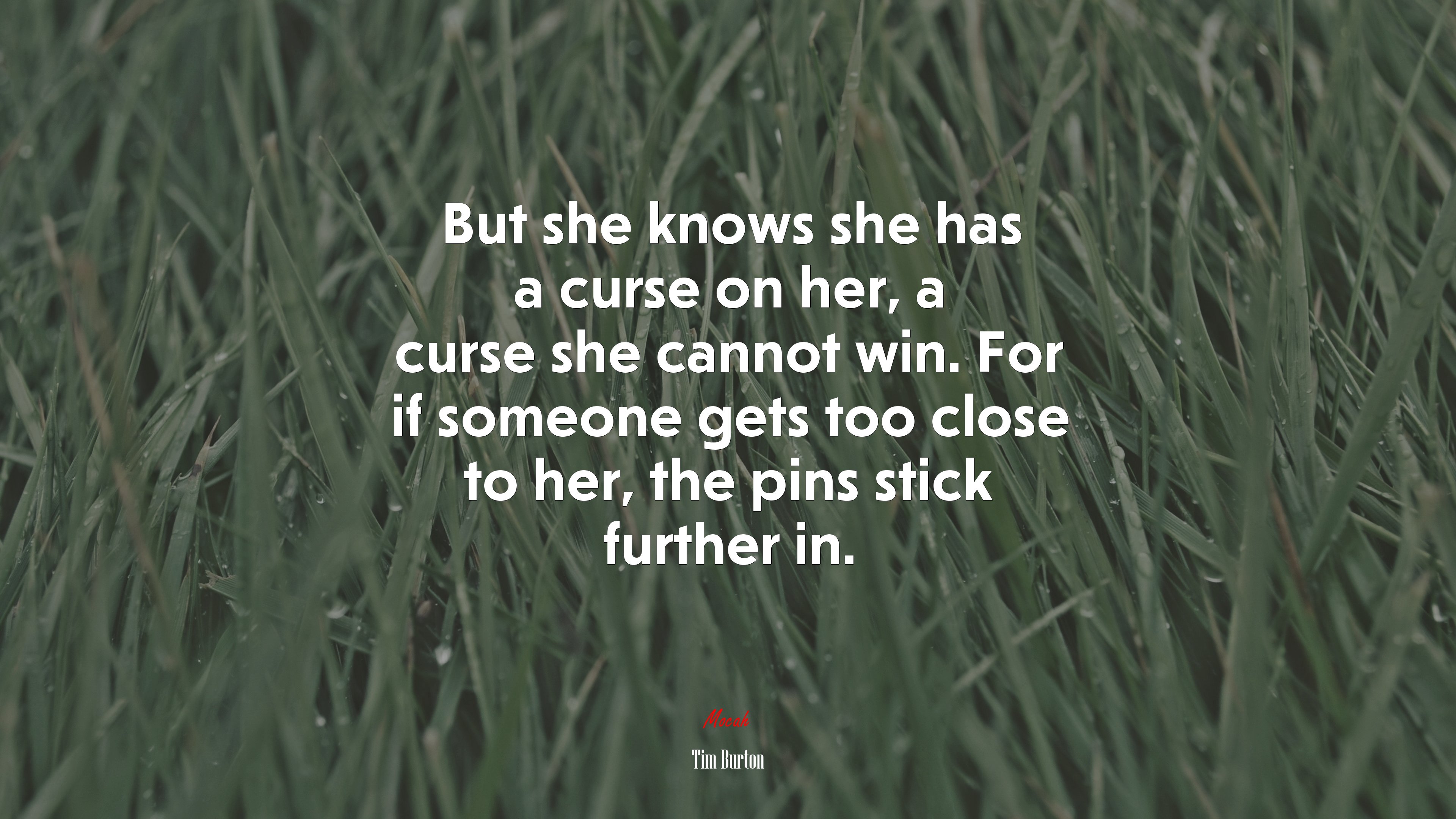But she knows she has a curse on her, a curse she cannot win. For if someone gets too close to her, the pins stick further in. | Tim Burton quote HD Wallpaper