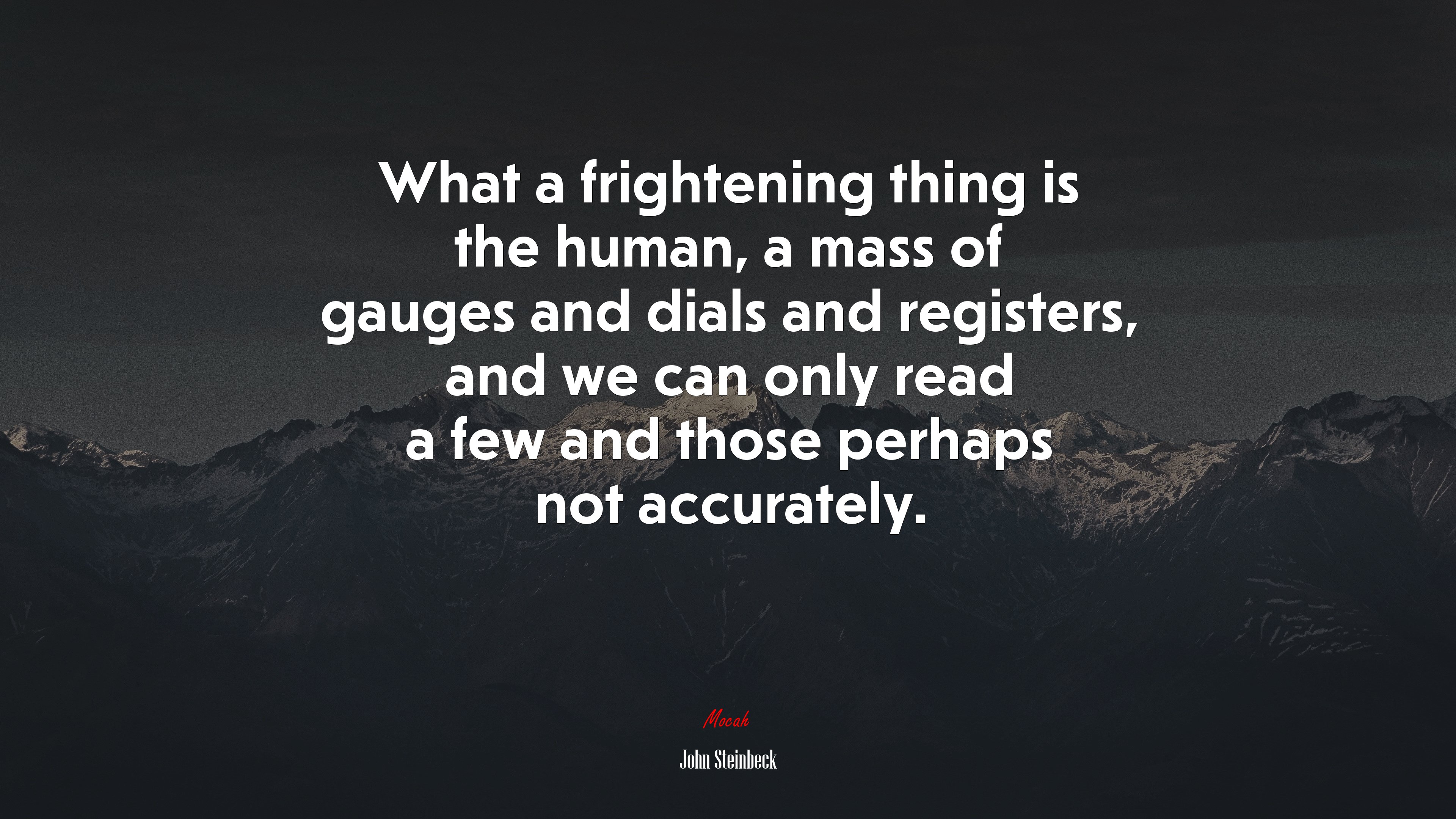 What a frightening thing is the human, a mass of gauges and dials and registers, and we can only read a few and those perhaps not accurately. | John Steinbeck quote HD Wallpaper