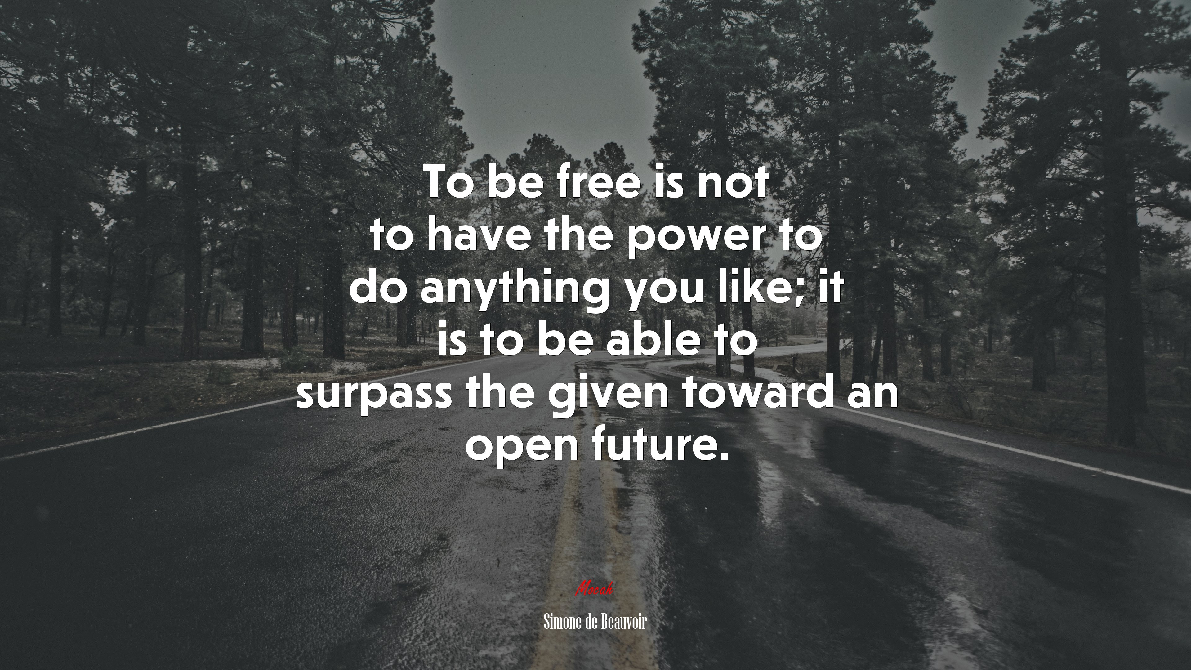 To be free is not to have the power to do anything you like; it is to be able to surpass the given toward an open future. | Simone de Beauvoir quote HD Wallpaper