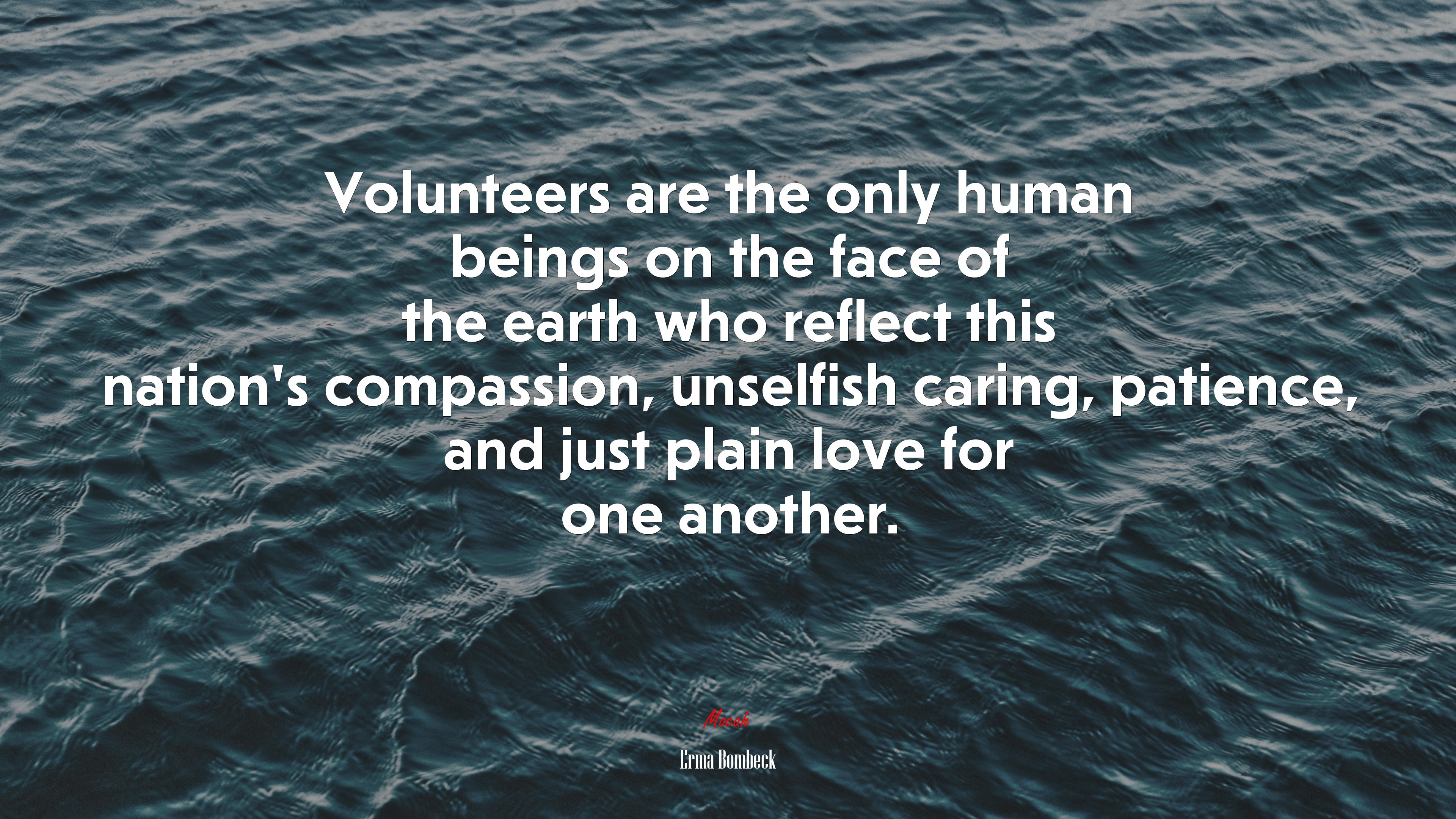 Volunteers are the only human beings on the face of the earth who reflect this nation’s compassion, unselfish caring, patience, and just plain love for one another. | Erma Bombeck quote HD Wallpaper