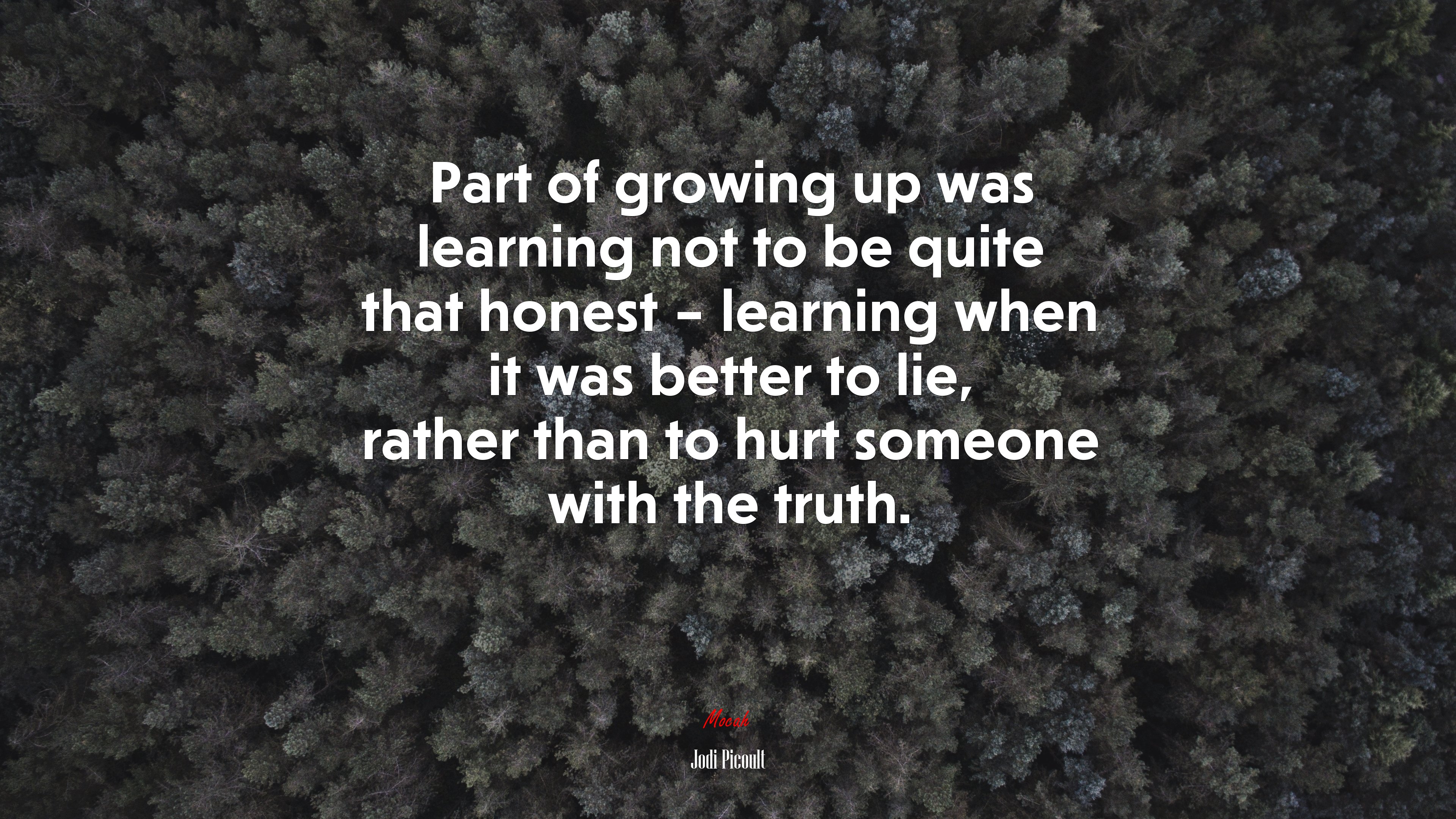 Part of growing up was learning not to be quite that honest – learning when it was better to lie, rather than to hurt someone with the truth. | Jodi Picoult quote HD Wallpaper