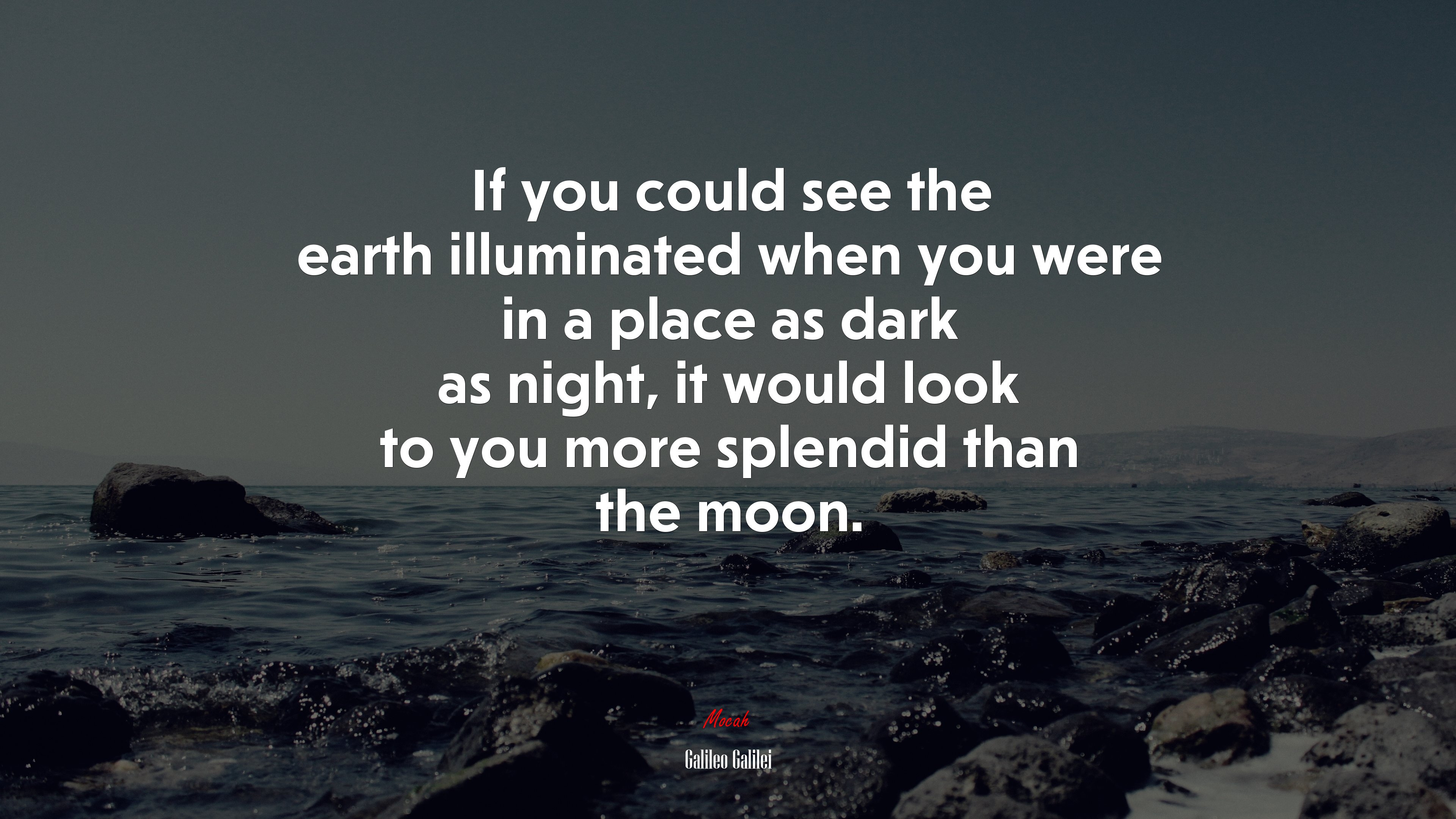 If you could see the earth illuminated when you were in a place as dark as night, it would look to you more splendid than the moon. | Galileo Galilei quote HD Wallpaper