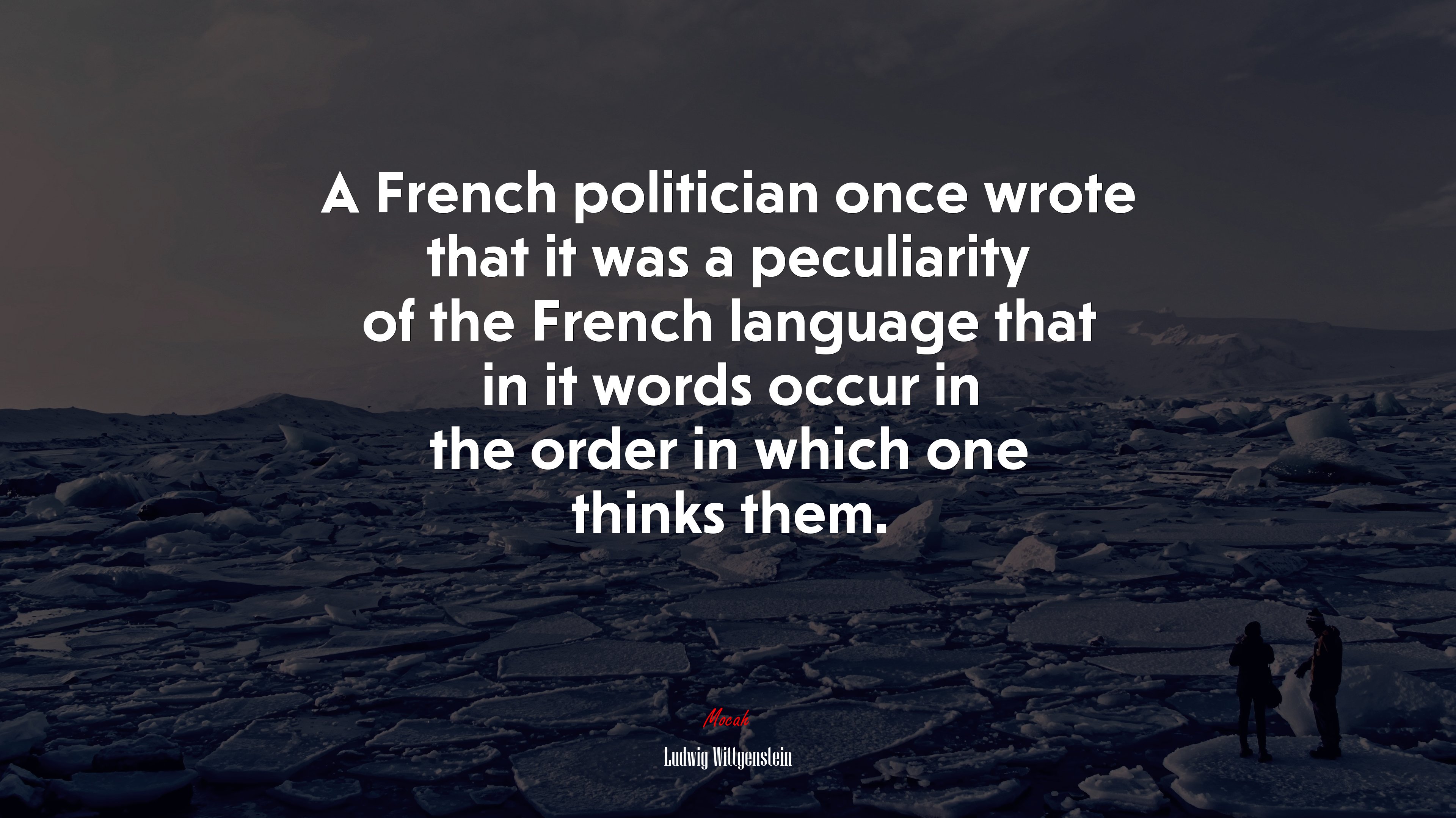 A French politician once wrote that it was a peculiarity of the French language that in it words occur in the order in which one thinks them. | Ludwig Wittgenstein quote HD Wallpaper