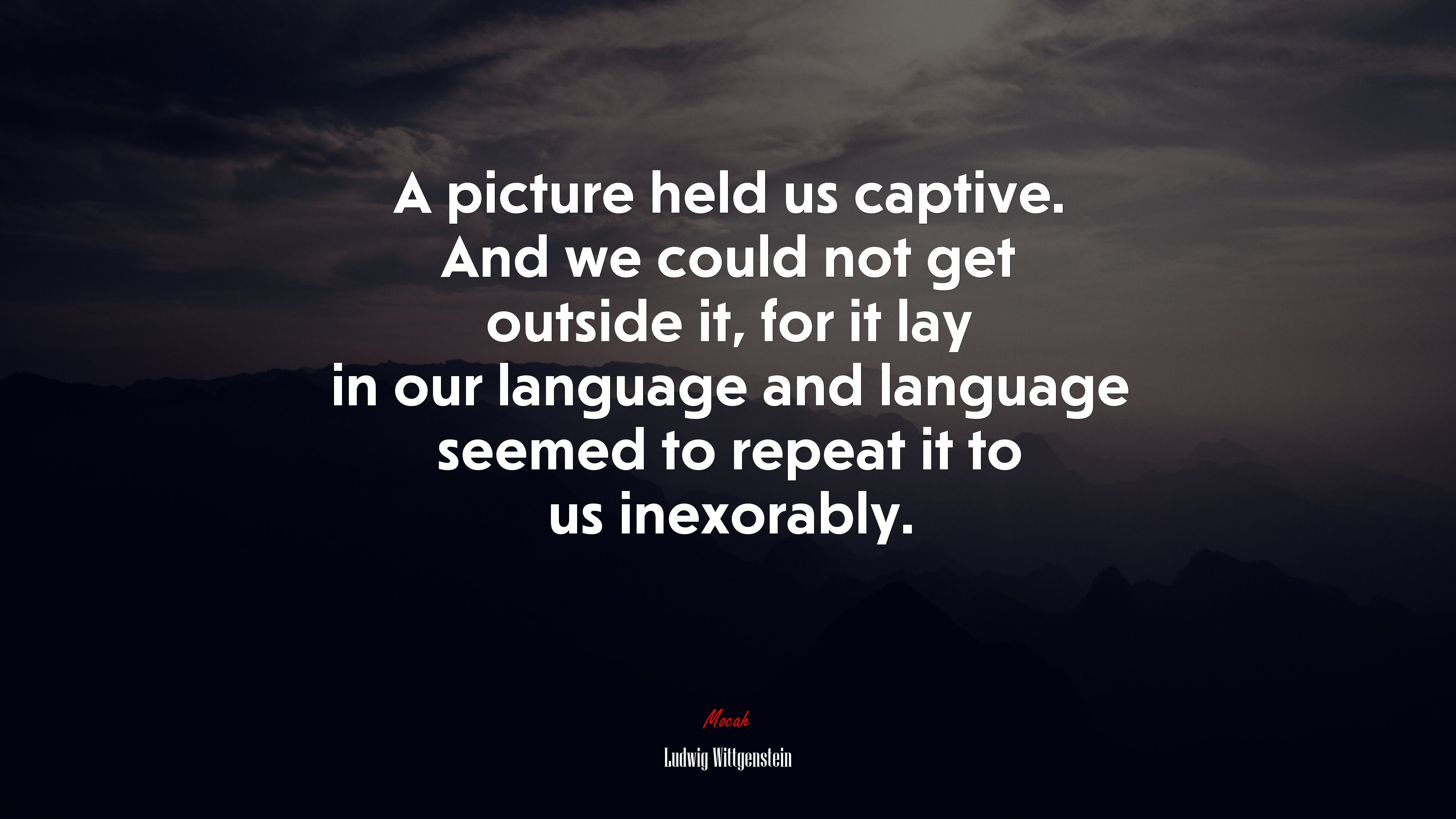 A picture held us captive. And we could not get outside it, for it lay in our language and language seemed to repeat it to us inexorably. | Ludwig Wittgenstein quote HD Wallpaper