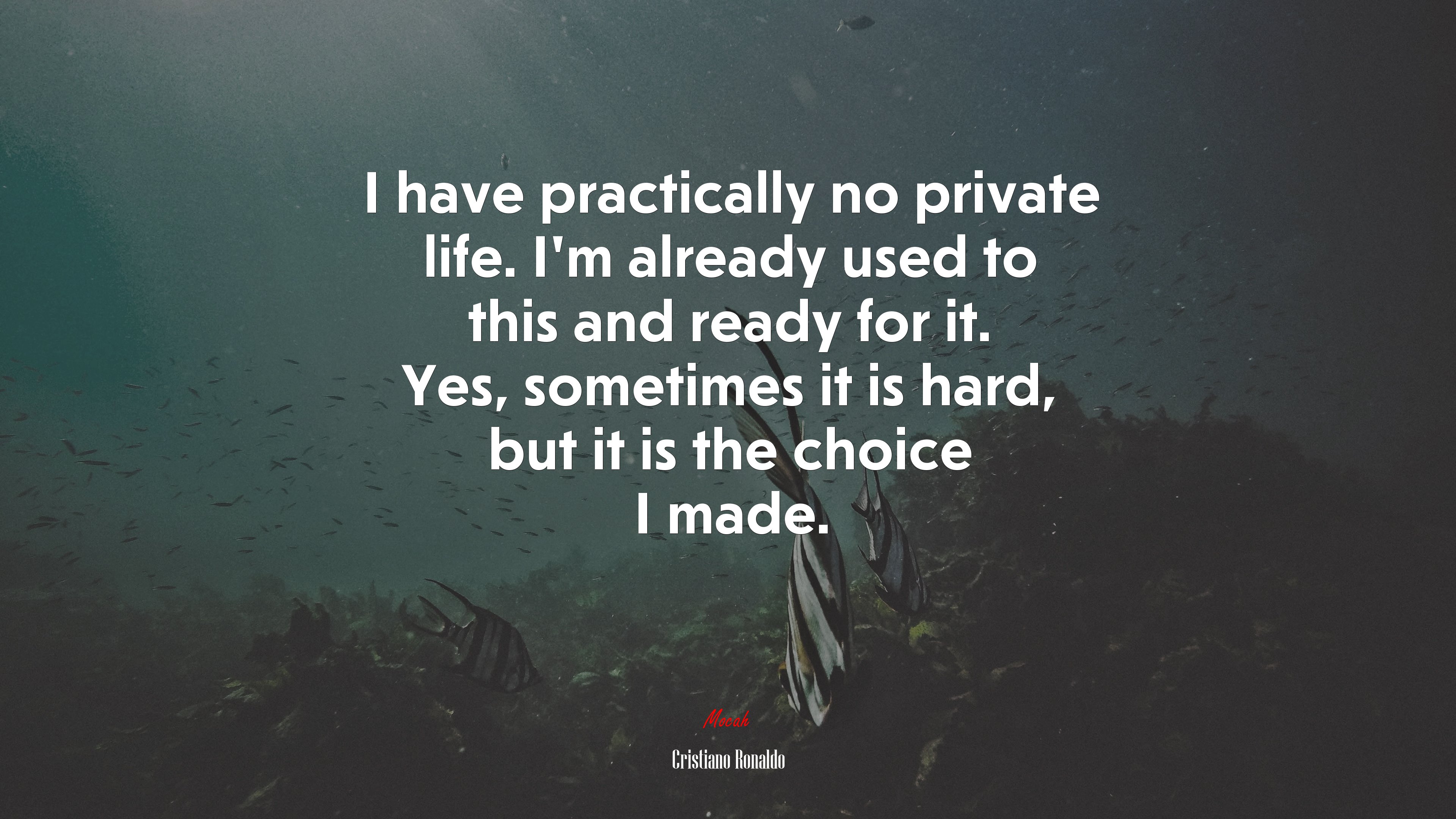 I have practically no private life. I’m already used to this and ready for it. Yes, sometimes it is hard, but it is the choice I made. | Cristiano Ronaldo quote HD Wallpaper