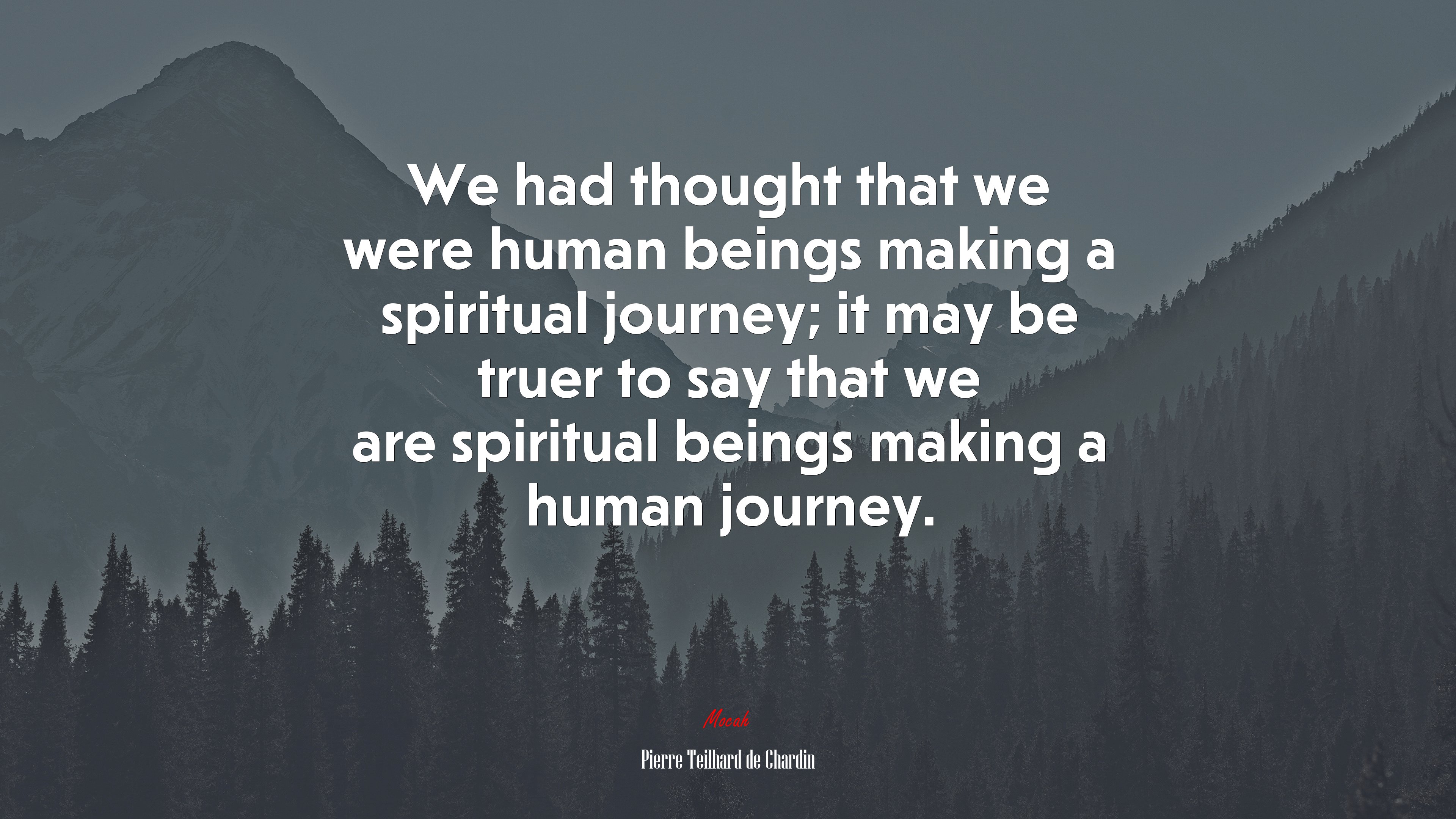 We had thought that we were human beings making a spiritual journey; it may be truer to say that we are spiritual beings making a human journey. | Pierre Teilhard de Chardin quote HD Wallpaper