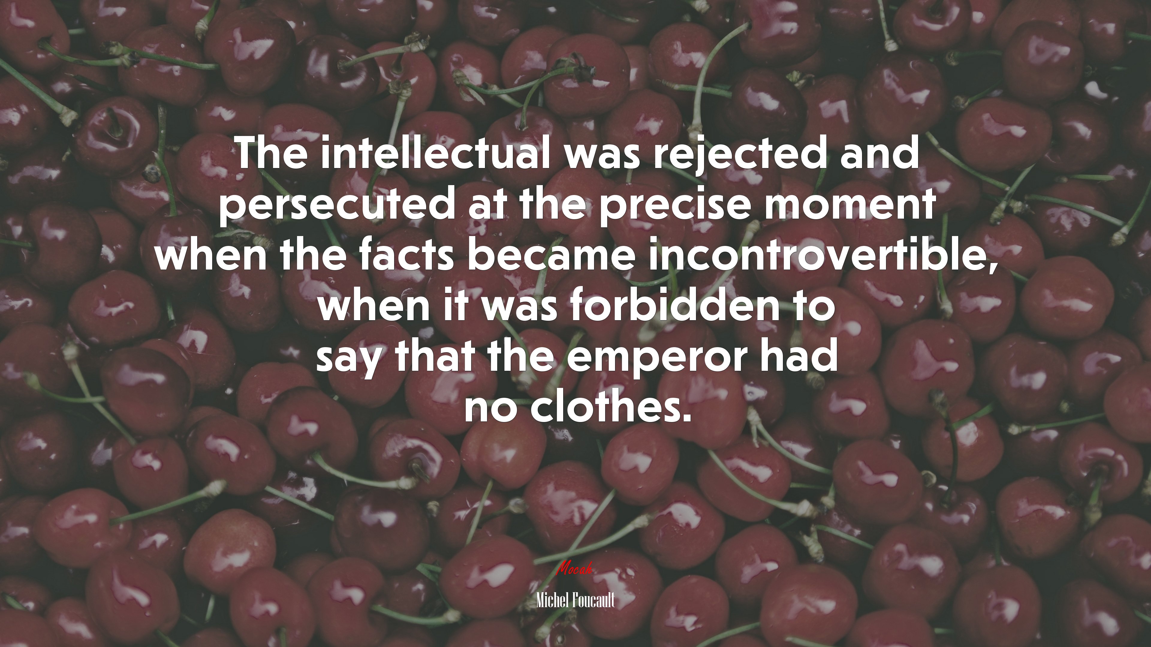 The intellectual was rejected and persecuted at the precise moment when the facts became incontrovertible, when it was forbidden to say that the emperor had no clothes. | Michel Foucault quote HD Wallpaper