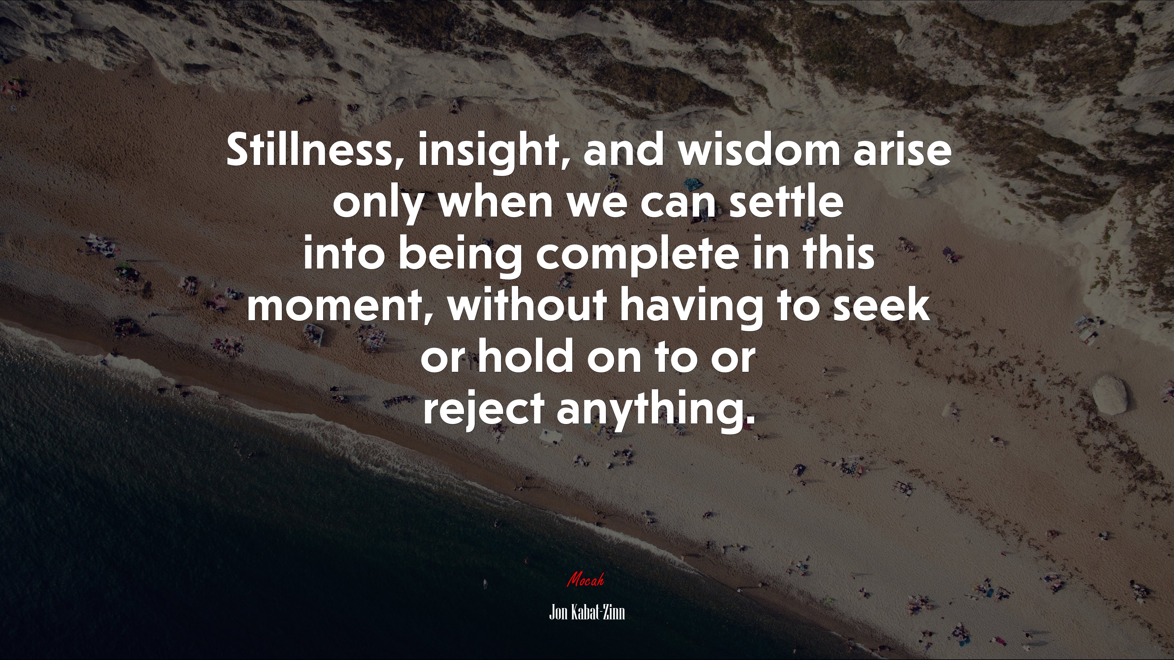 Stillness, insight, and wisdom arise only when we can settle into being complete in this moment, without having to seek or hold on to or reject anything. | Jon Kabat-Zinn quote HD Wallpaper