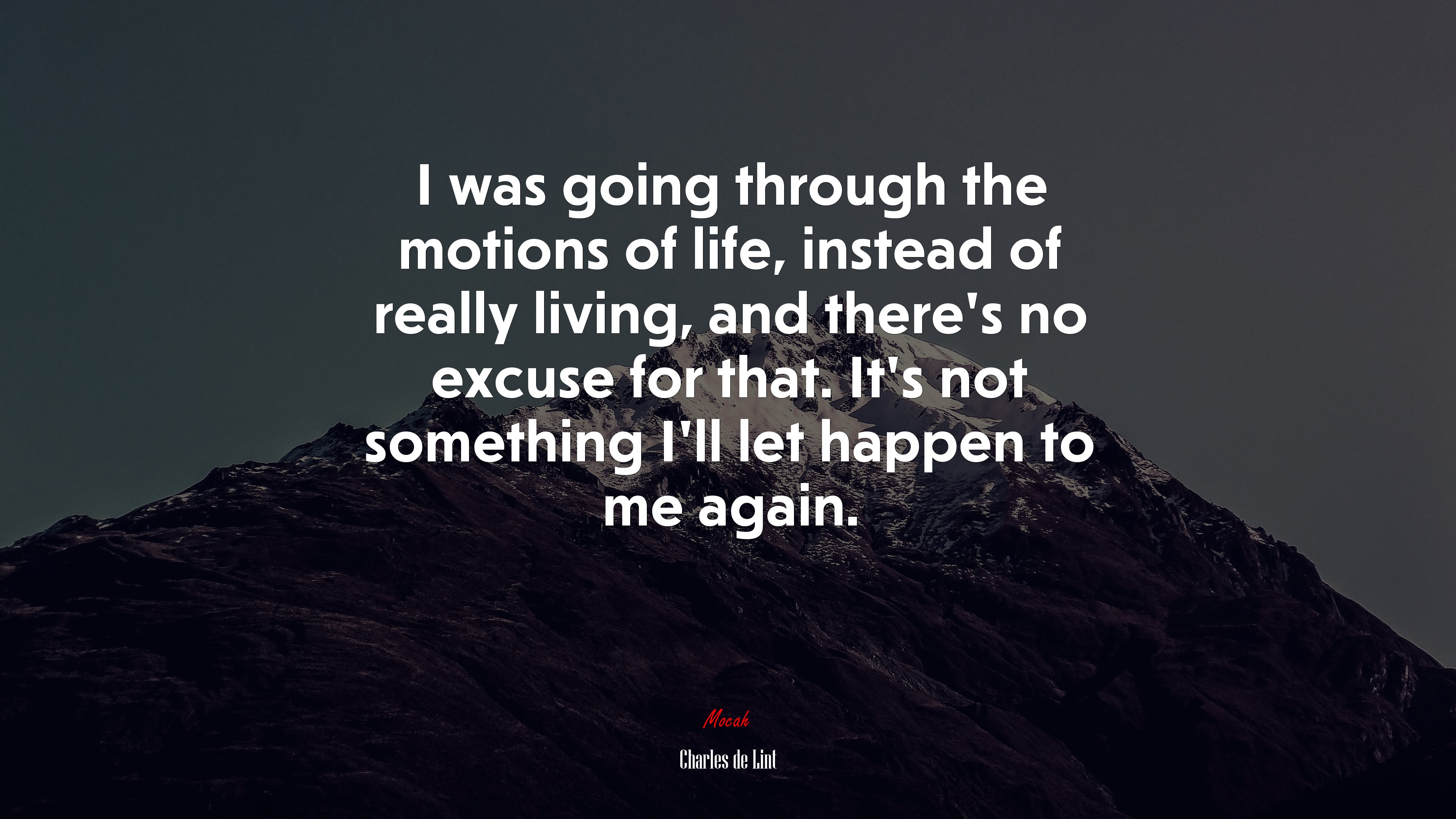 I was going through the motions of life, instead of really living, and there’s no excuse for that. It’s not something I’ll let happen to me again. | Charles de Lint quote HD Wallpaper